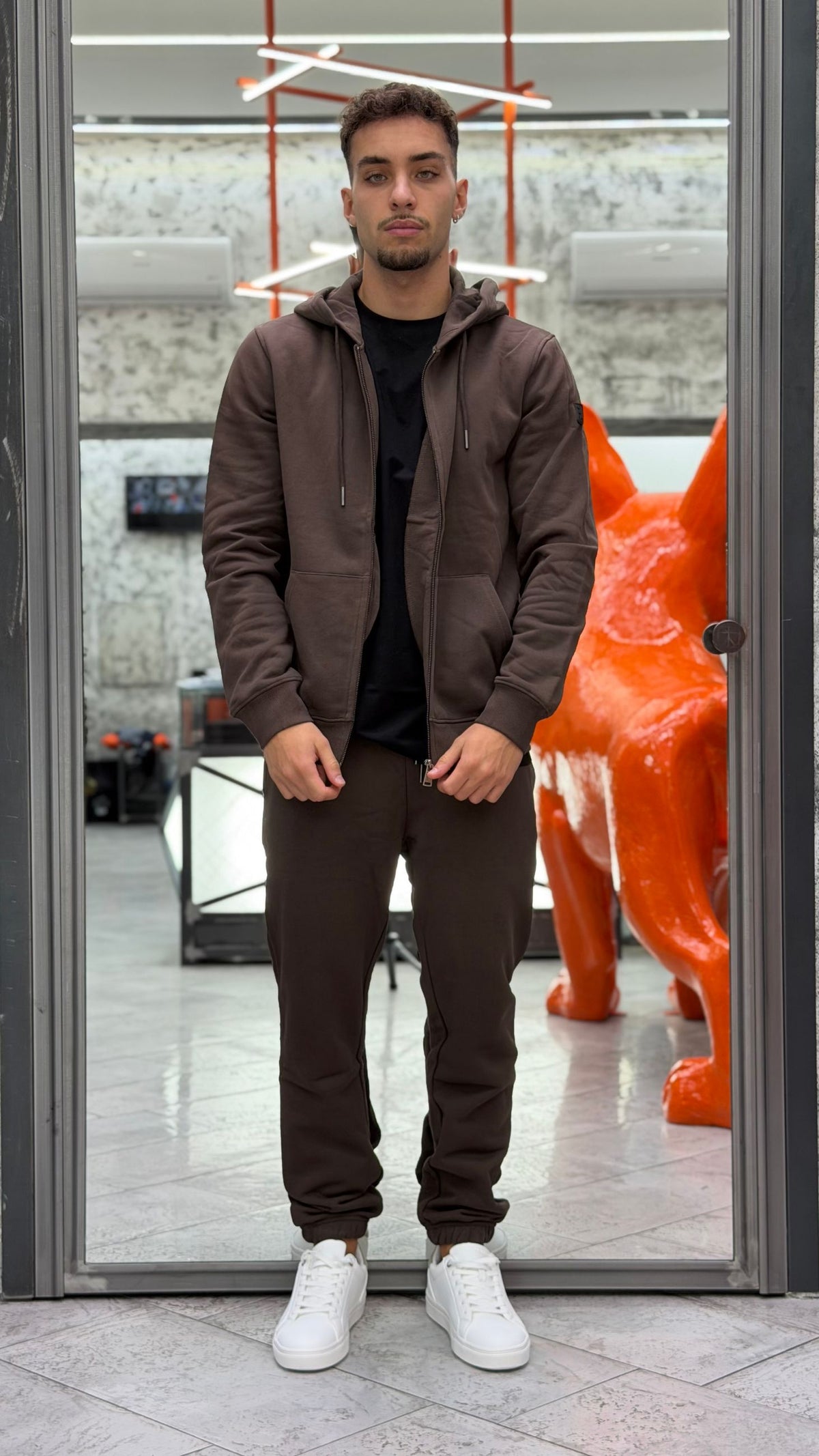 FELPA APERTA CON ZIP E CAPPUCCIO  - REGULAR FIT GL2243F-F26.COF