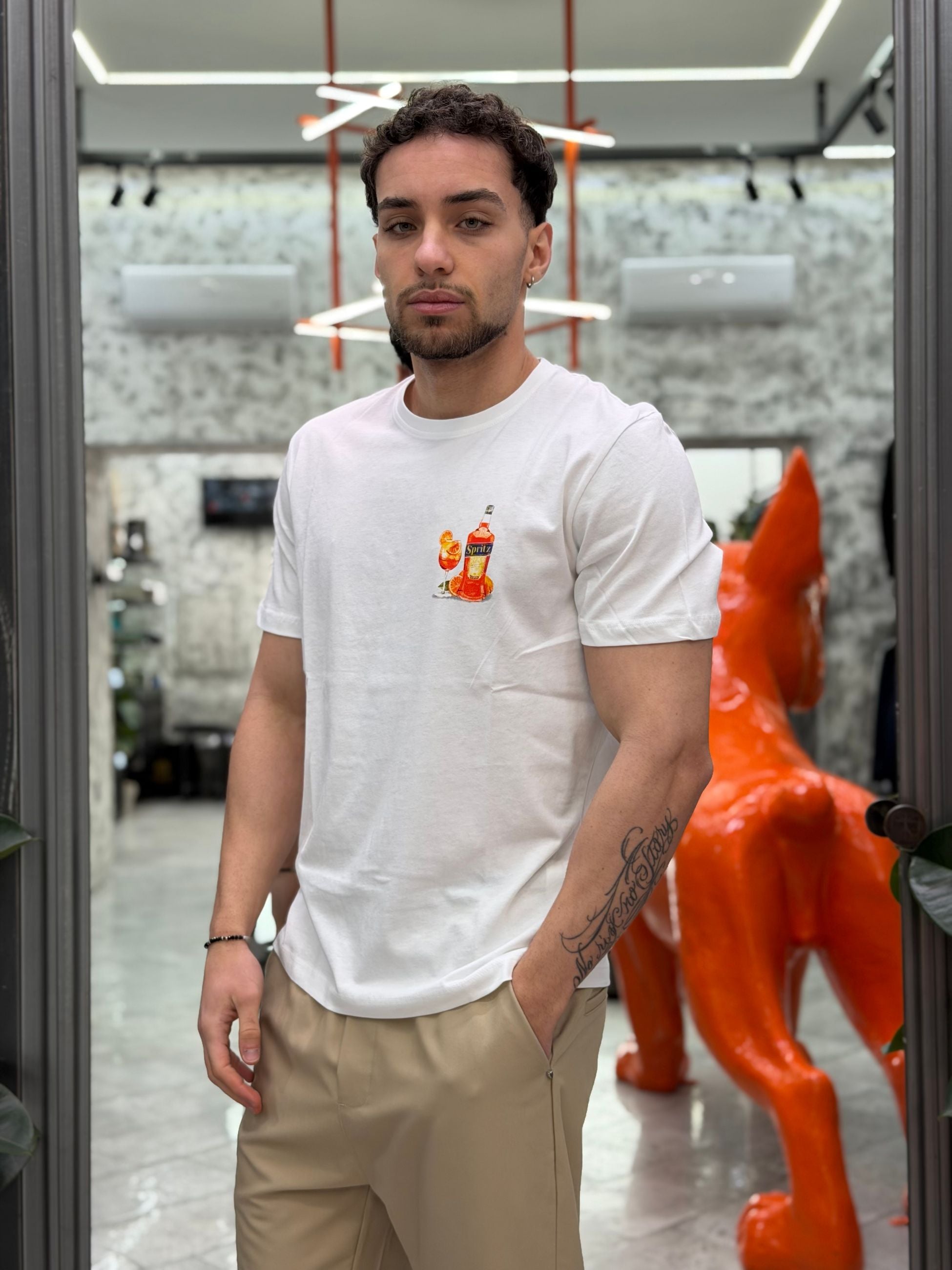 T-SHIRT IN 100% COTONE CON STAMPA SPRITZ FRONTE/RETRO - REGULAR FIT 26S29TG