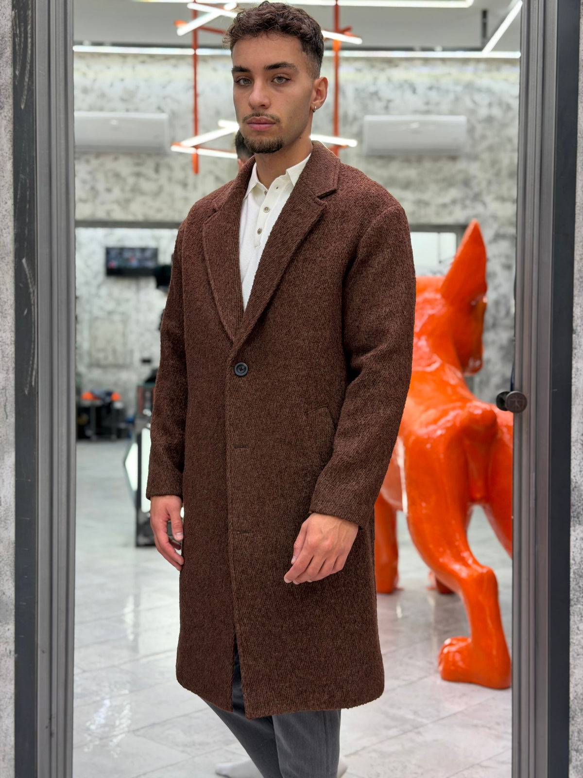 CAPPOTTO MONOPETTO 3 BOTTONI CON REVERS A LANCIA - OVERSIZE FIT GLW3020TR.MOR