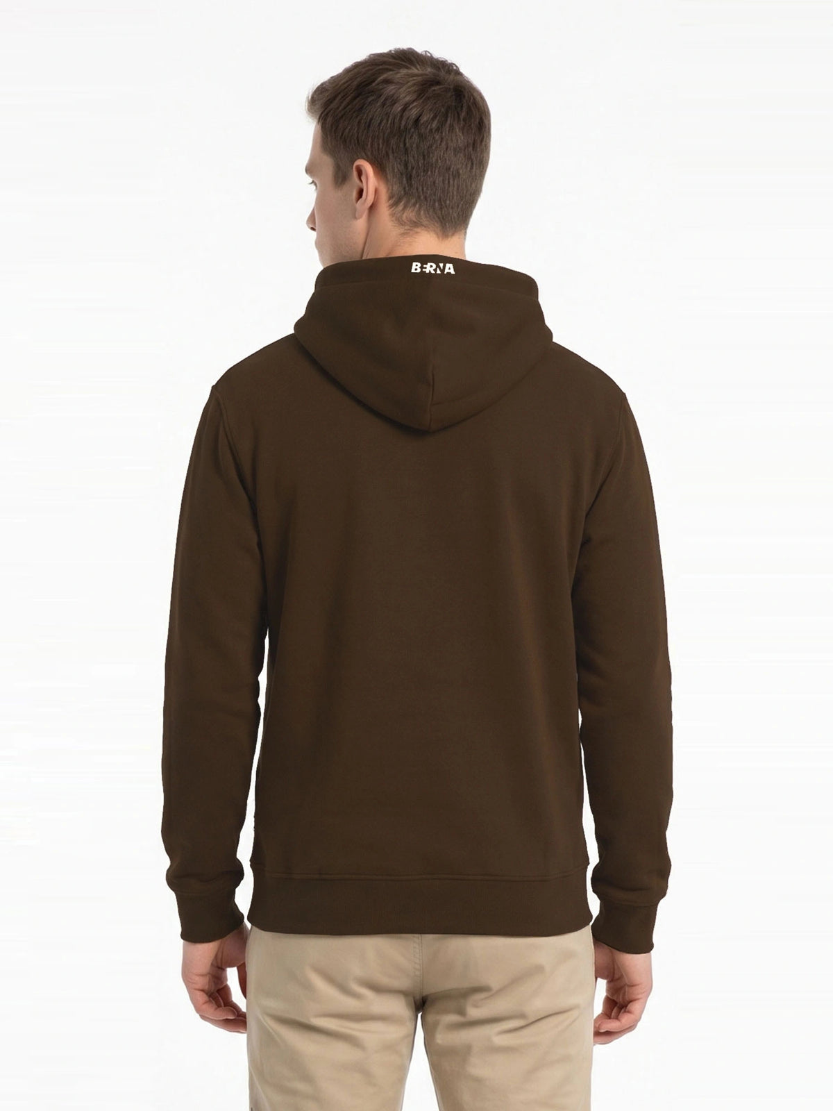 FELPA BASIC CON TASCA A MARSUPIO E LOGO E LACCIO IN CONTRASTO - REGULAR FIT M-262068.MOR