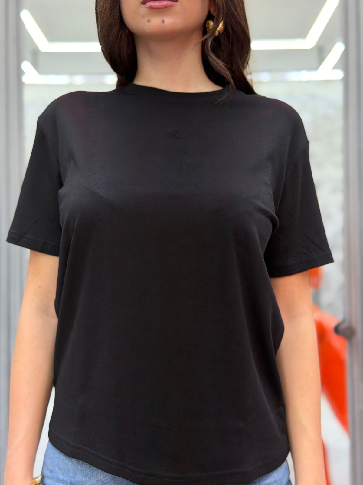 T-SHIRT BASIC IN COTONE ELASTICIZZATO GLD209RX.NER