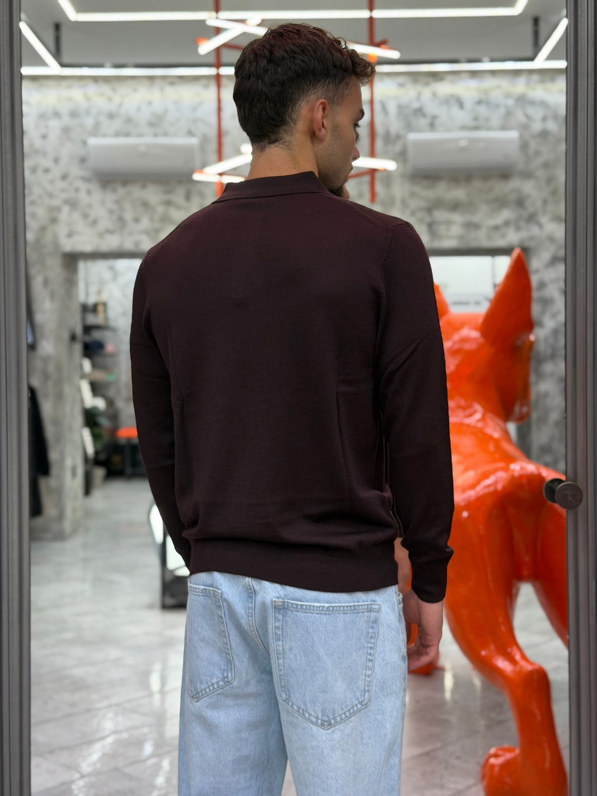 POLO MANICA LUNGA IN 100% LANA MERINO EXTRAFINE - REGULAR FIT MI3509SS.MEL