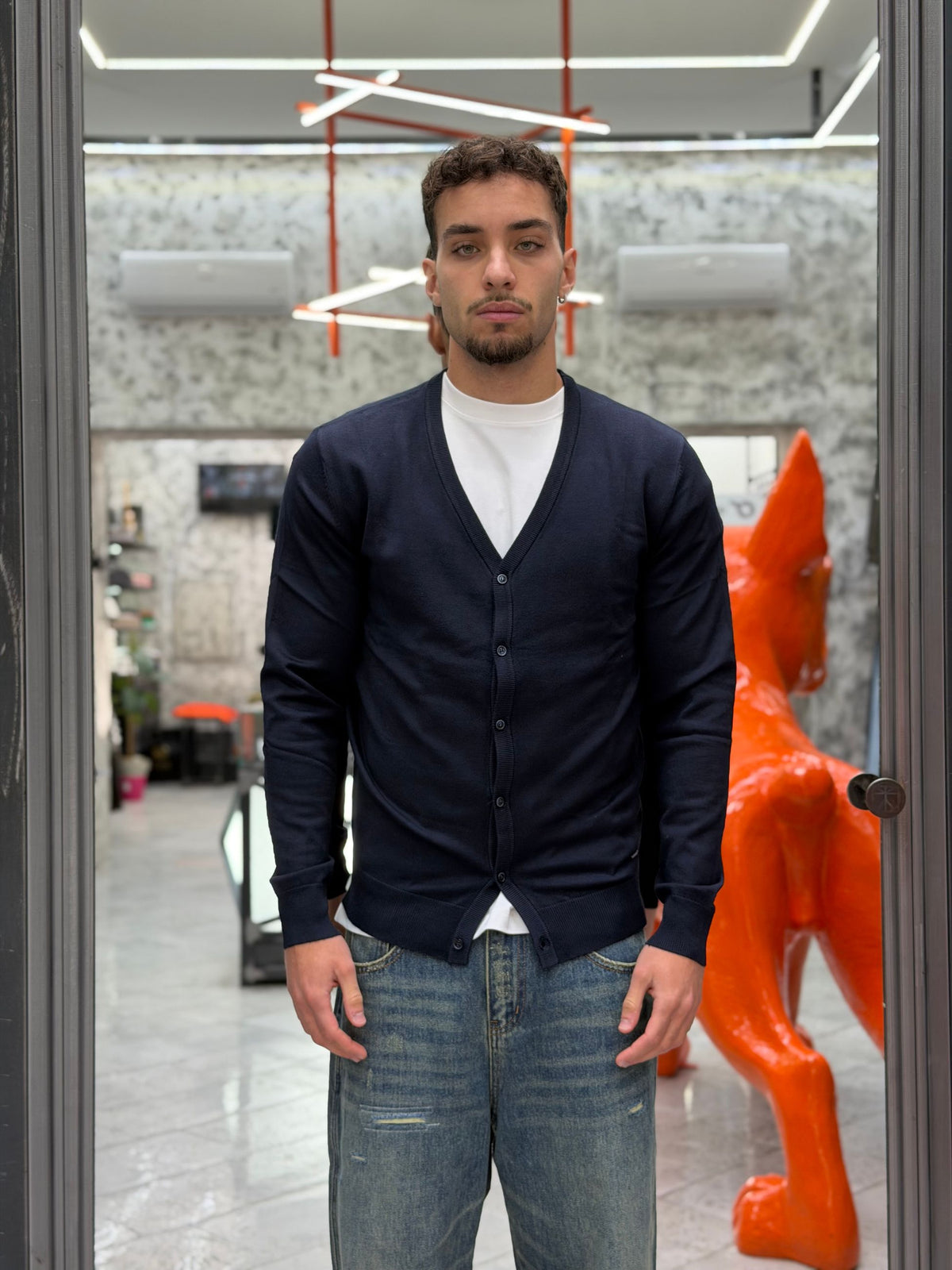 CARDIGAN IN MORBIDA VISCOSA - REGULAR FIT GL35604.BLU