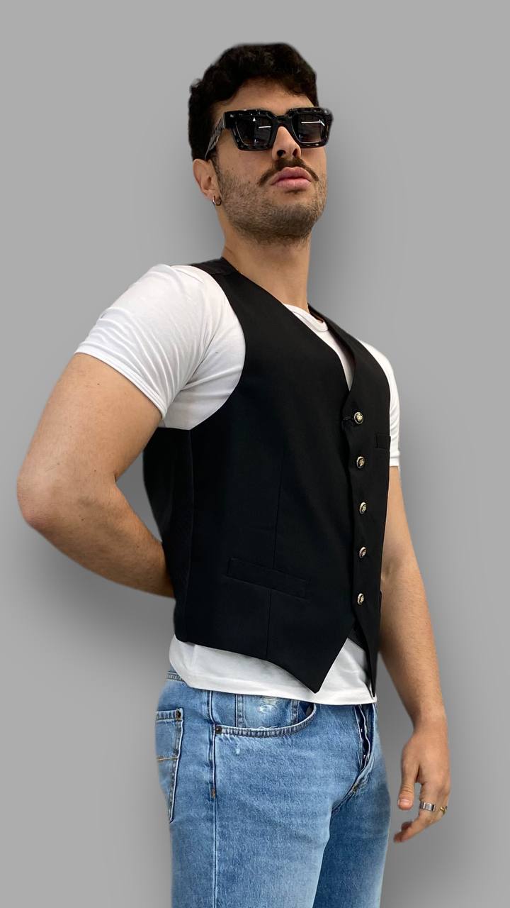 GILET DA ABITO CON BOTTONI GIOIELLO - SLIM FIT