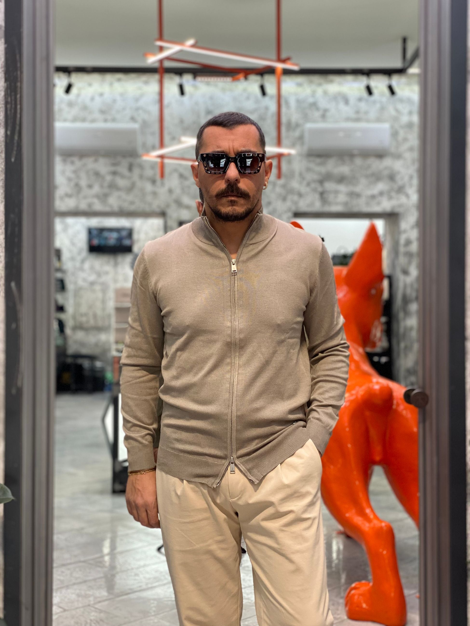 MAGLIA ZIP APERTA IN MORBIDA VISCOSA - REGULAR FIT GL35138GZ-F25.CAM