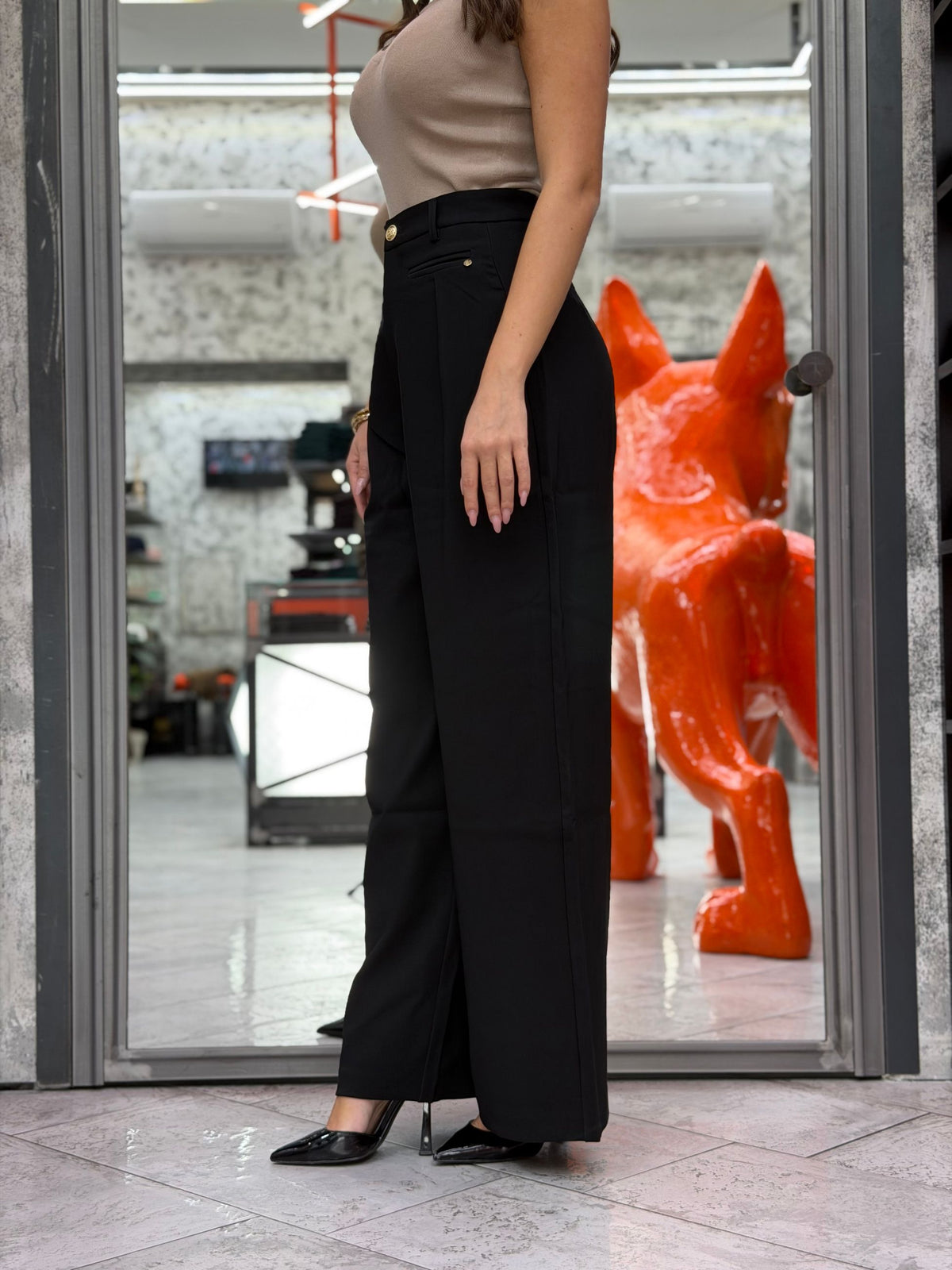 PANTALONE IN TESSUTO ELEGANTE ELASTICIZZATO - WIDE LEG FIT GLD7035PA.NER