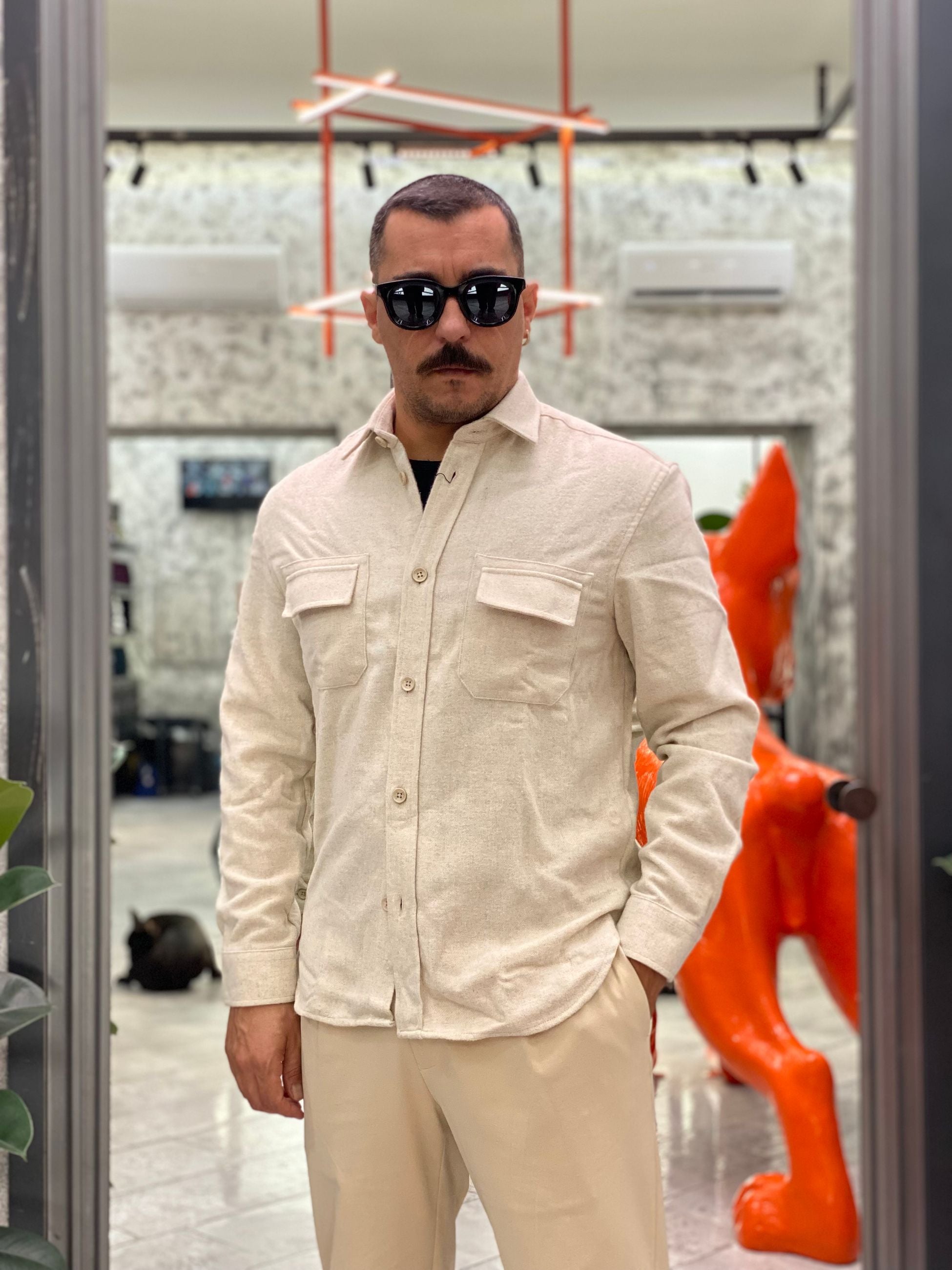 OVERSHIRT IN FLANELLA CON TASCONI - REGULAR FIT CI1064SS.BEI