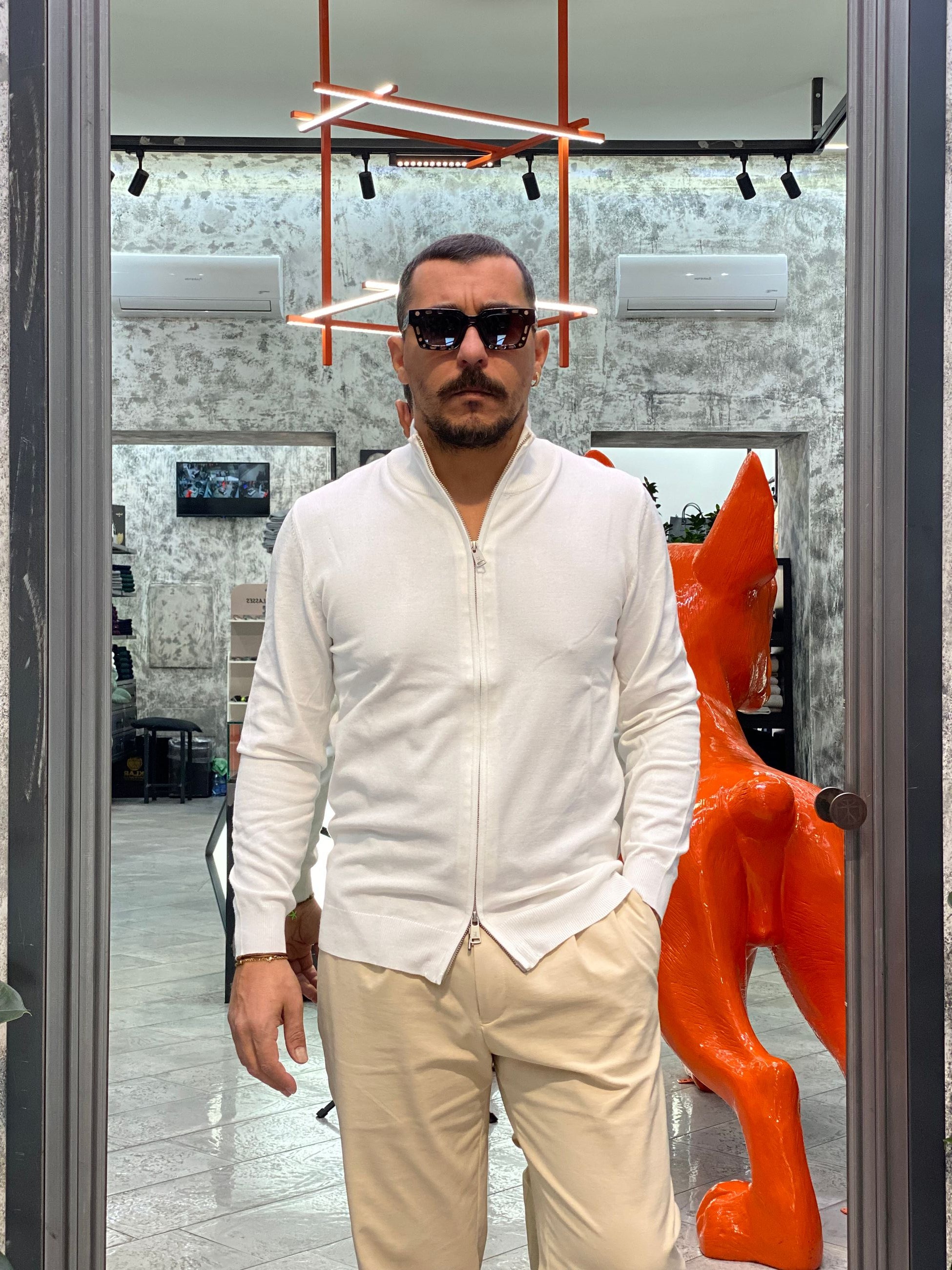MAGLIA ZIP APERTA IN MORBIDA VISCOSA - REGULAR FIT GL35138GZ-F25.PAN