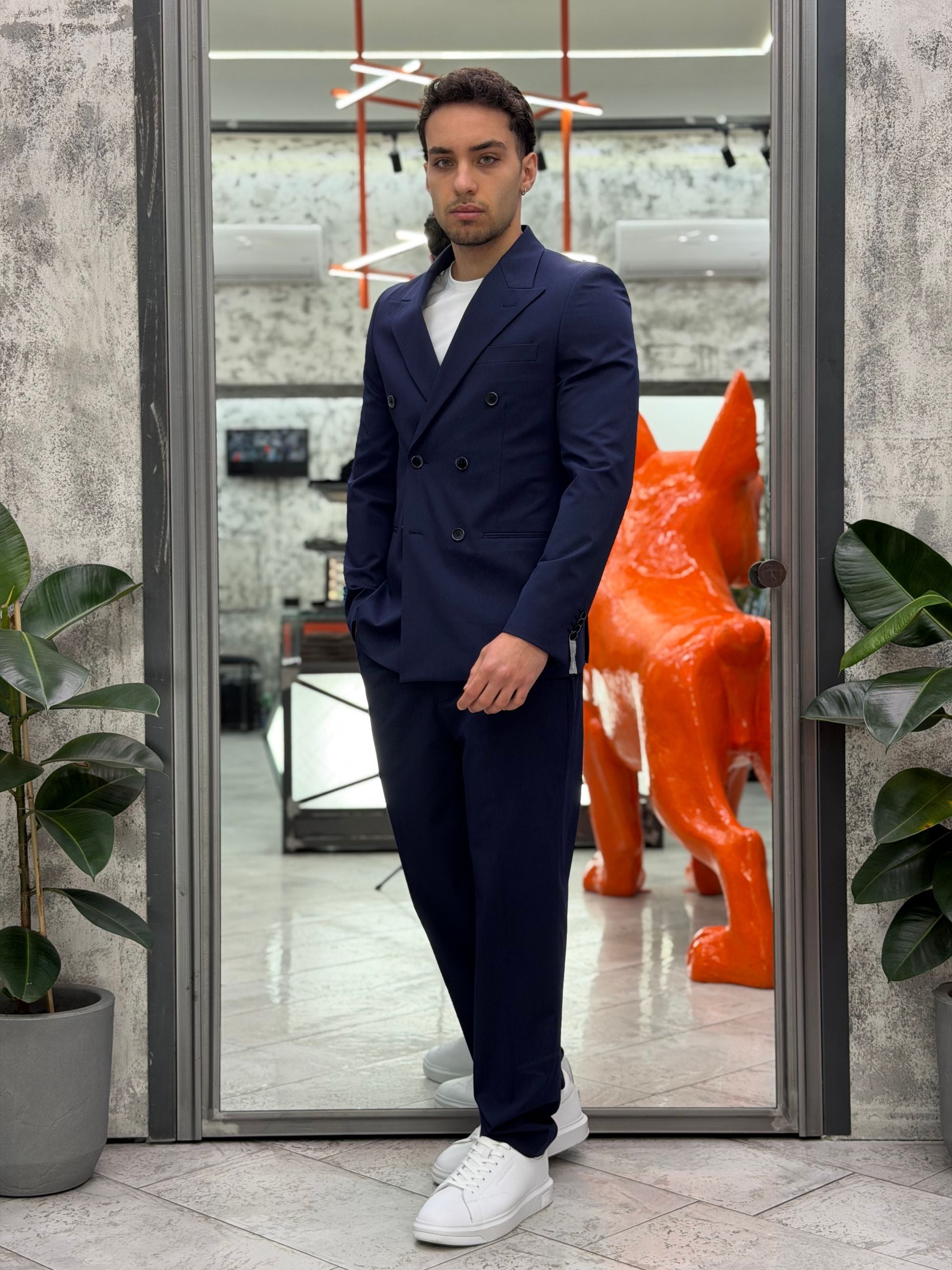 ABITO COMPLETO CON GIACCA DOPPIOPETTO E PANTALONE REGULAR ABE48SS.BLU