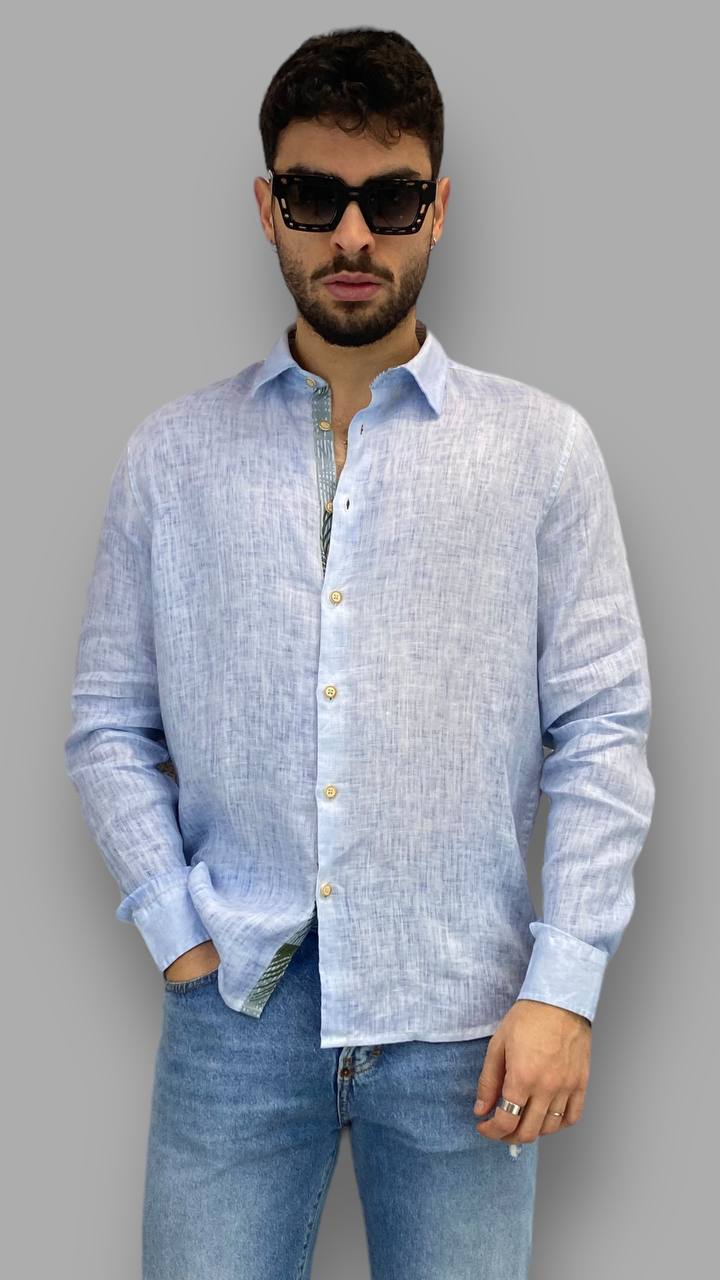 CAMICIA IN 100% LINO FIAMMATO - REGULAR FIT