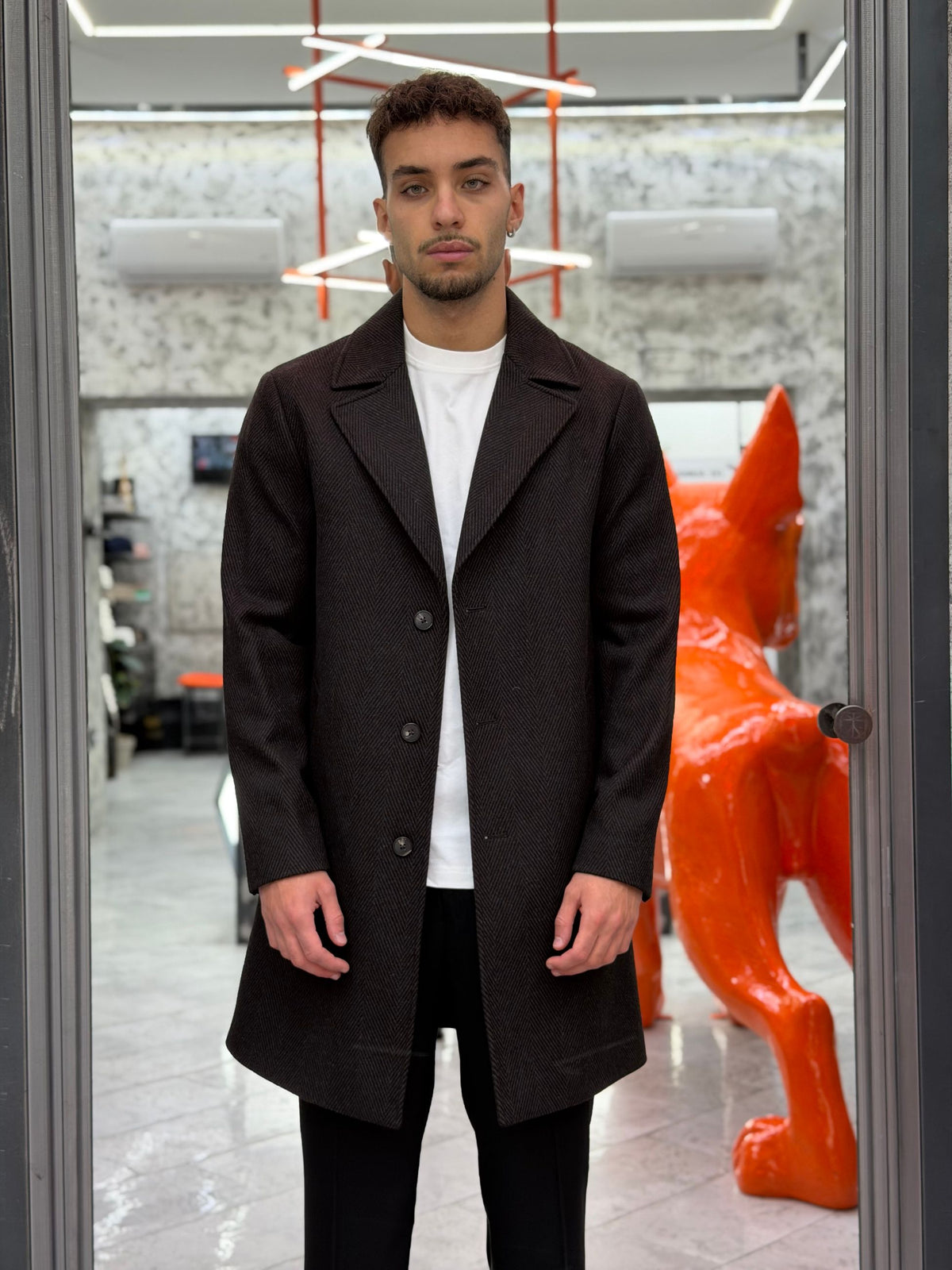 CAPPOTTO MONOPETTO 3 BOTTONI SPIGATO CON REVERS A LANCIA E TASCHE A FILO - REGULAR FIT CP72SS.MOR