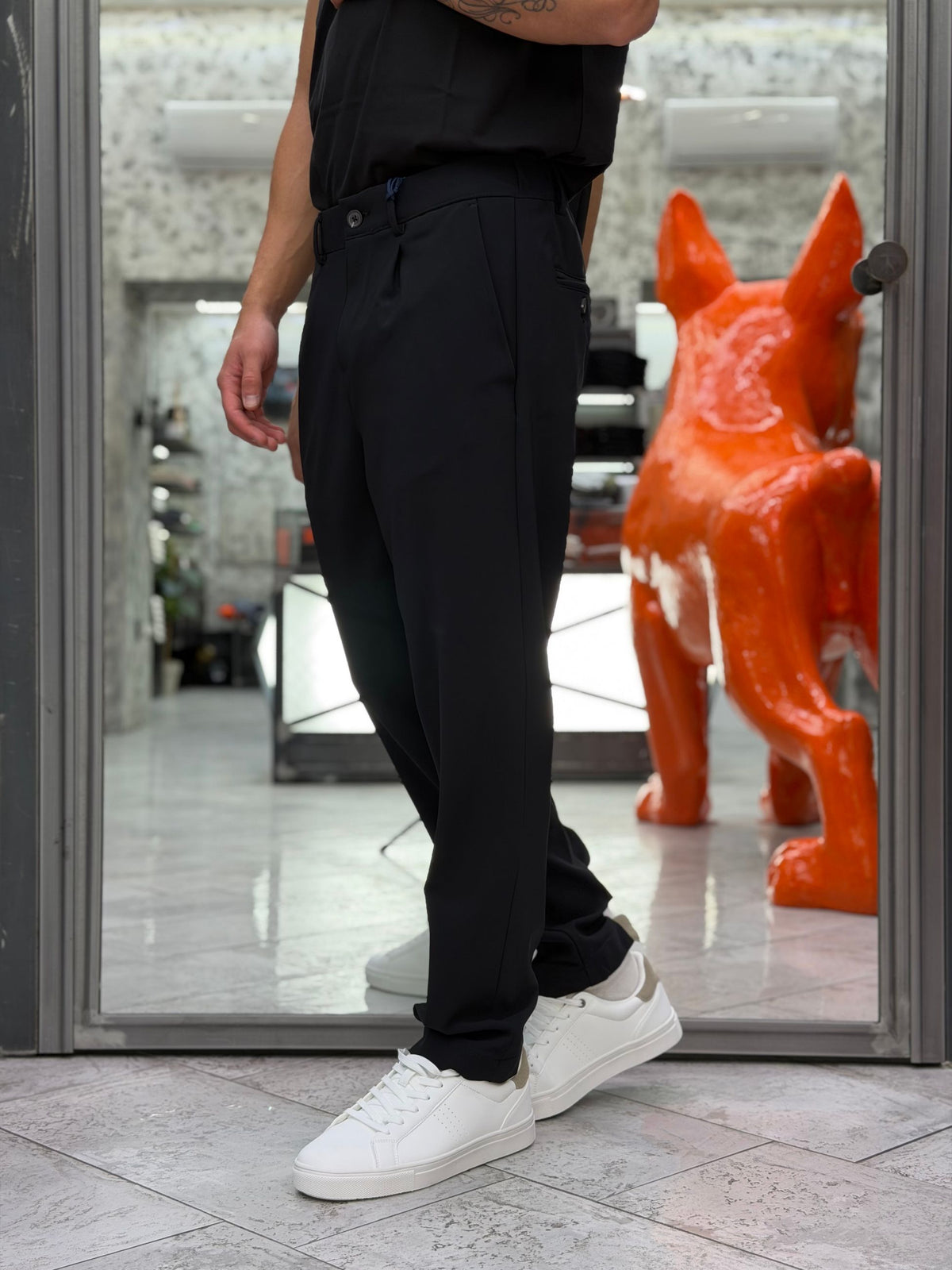 PANTALONE TECNICO CON LACCIO NO STIRO IN TESSUTO PREMIUM ELASTICIZZATO - REGULAR FIT 27W38PA PA1533.NER