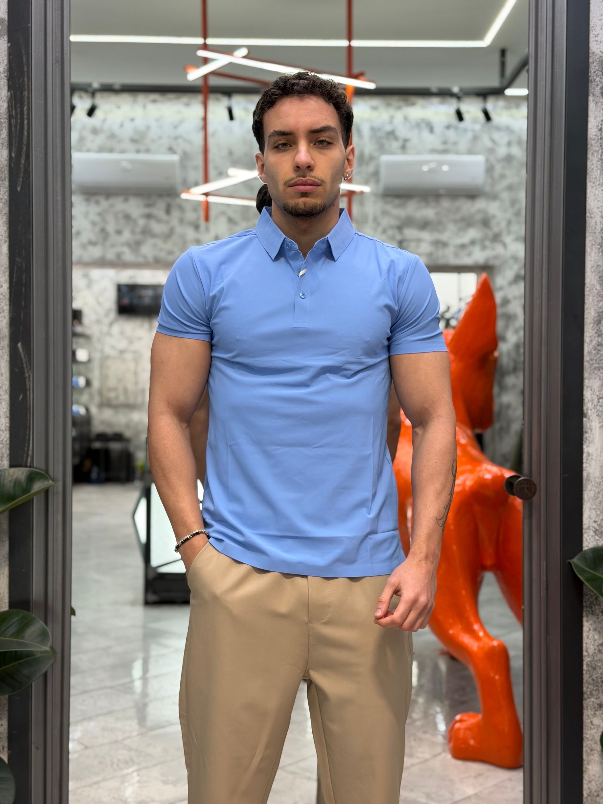 POLO BASIC IN TESSUTO TECNICO NO STIRO - SLIM FIT GL1003TB-S26.SKY