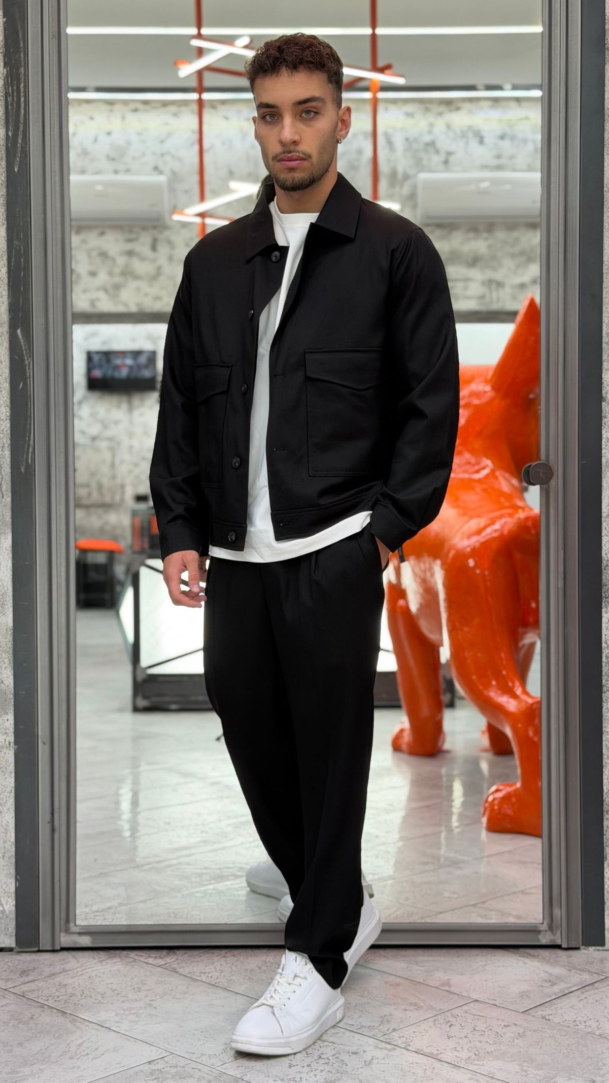 PANTALACCIO DA COMPLETO IN TESSUTO ELEGANTE CON PINCE ED ELASTICO SUL RETRO - COMFORT FIT PSI1572SS.NER