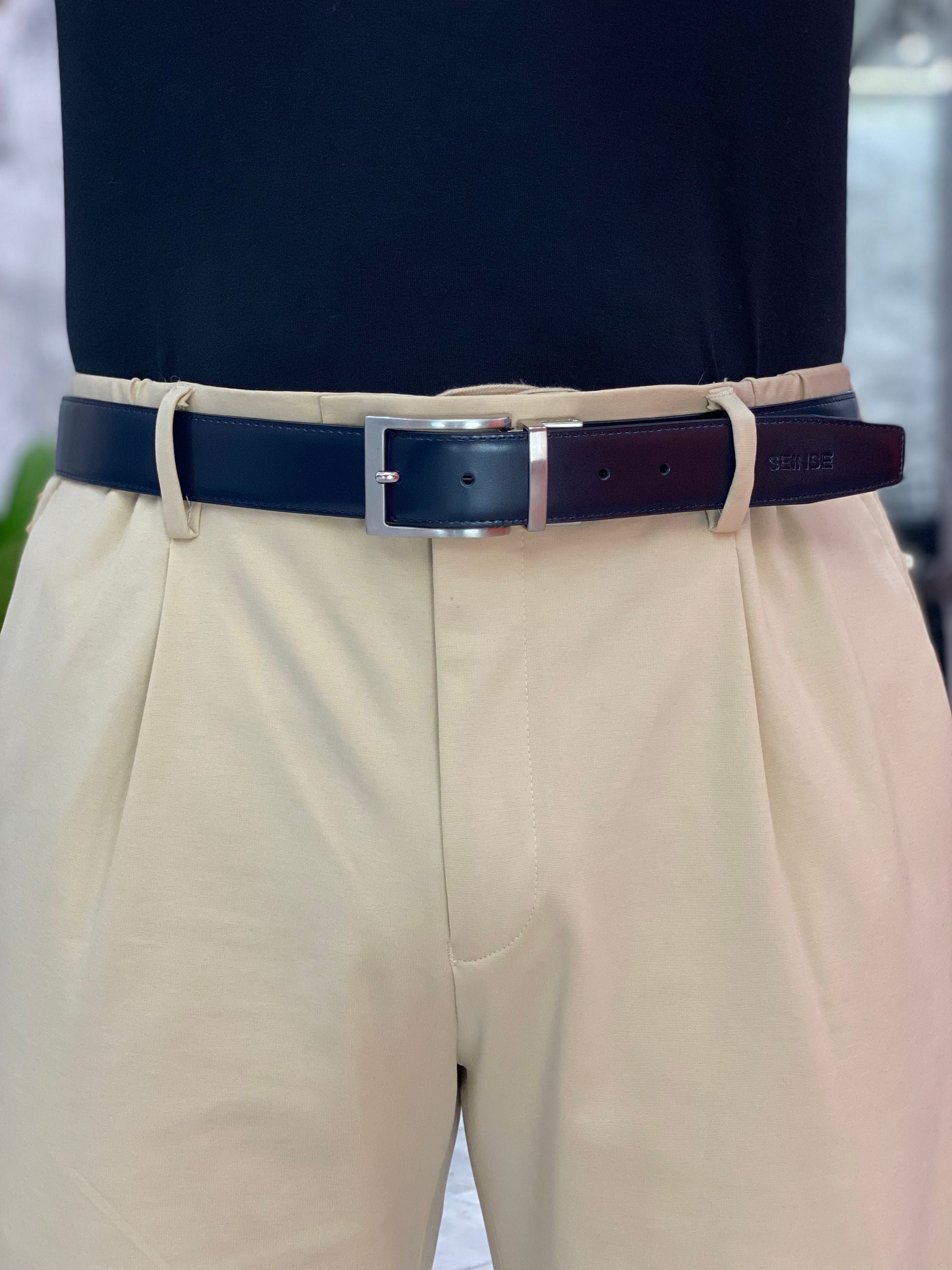 CINTURA IN PELLE BICOLOR REVERSIBILE CT263SS.NER/BLU