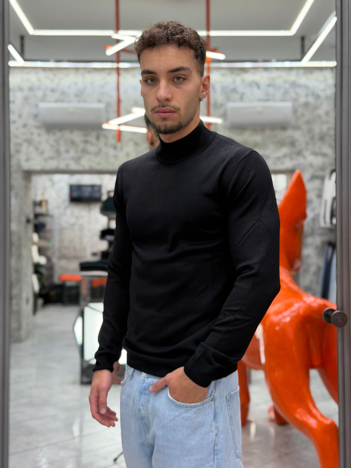 MAGLIA LUPETTO BASIC IN MORBIDA VISCOSA - REGULAR FIT MI3333SS.NER