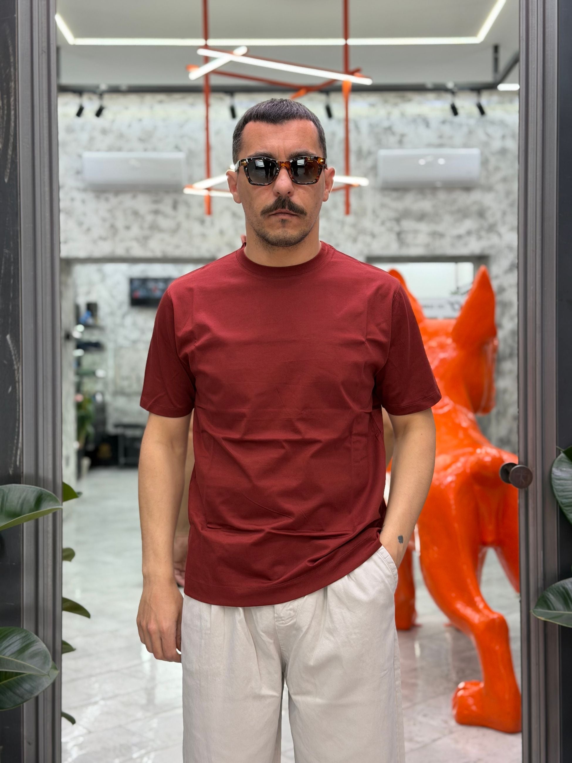 T-SHIRT GIROCOLLO IN PREGIATO COTONE MERCERIZZATO - REGULAR FIT TE3205SS.TCO