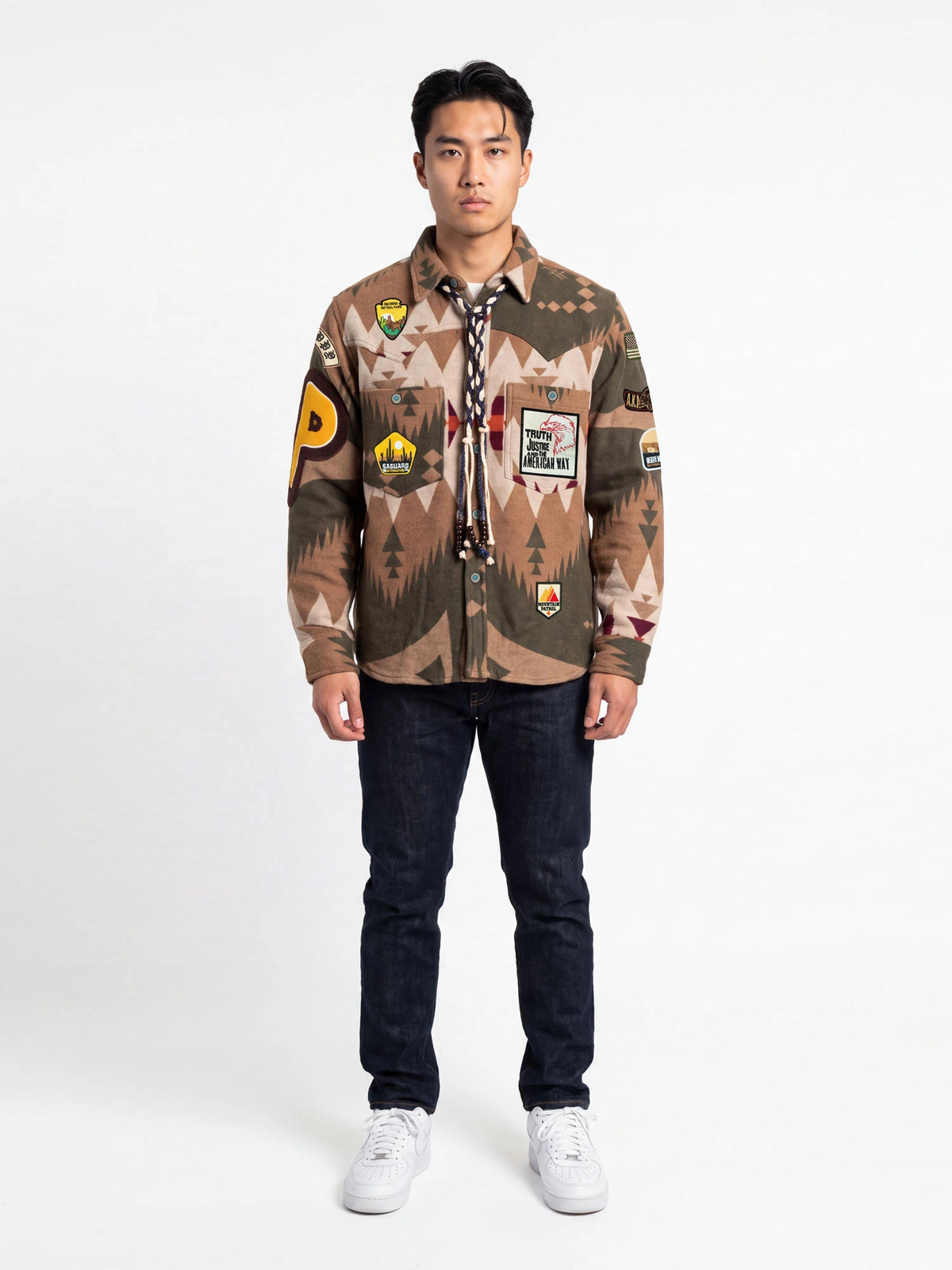 OVERSHIRT FANTASIA AZTECA CON PATCH - RELAXED CROPPED FIT M-262366