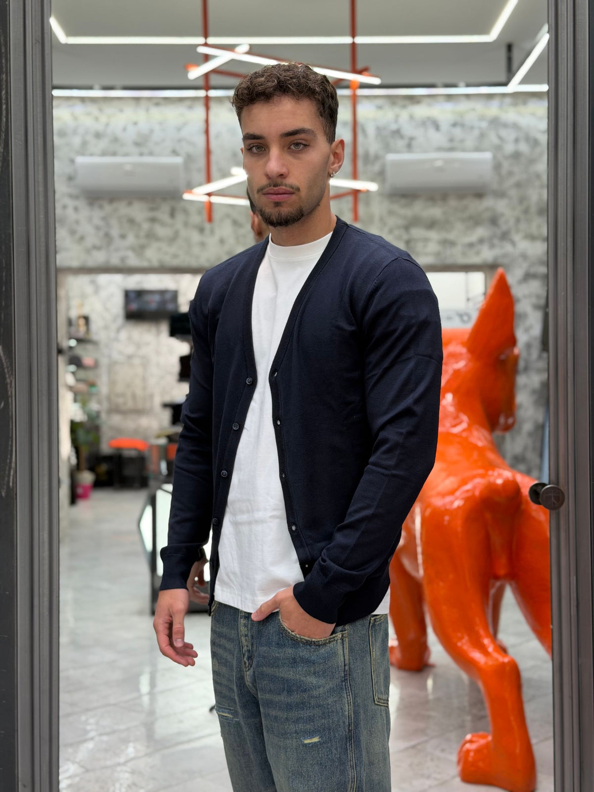 CARDIGAN IN MORBIDA VISCOSA - REGULAR FIT GL35604.BLU