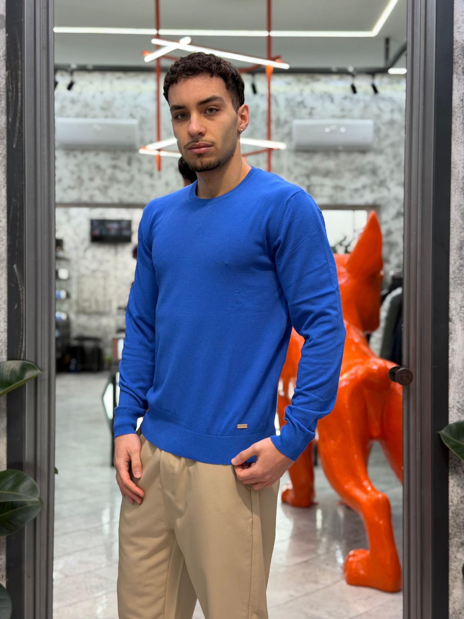 MAGLIA GIROCOLLO IN FILO CON POLSINI E VITA ELASTICIZZATA - REGULAR FIT GL512S-S26.OCE