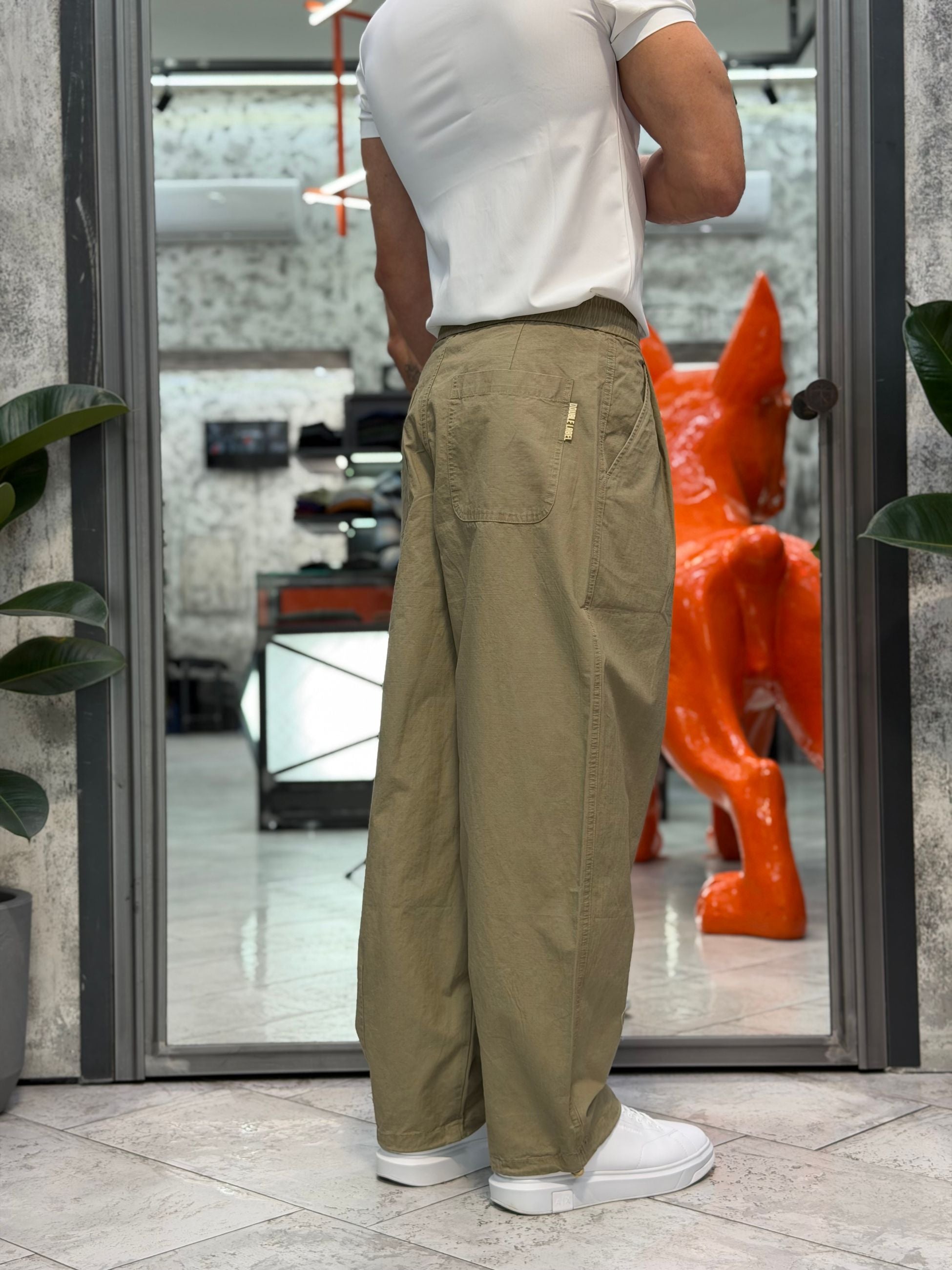 PANTALACCIO IN 100% COTONE MODELLO JAPAN CON PINCE (LACCETTO REGOLABILE AL FONDO) - OVER FIT GLW081G