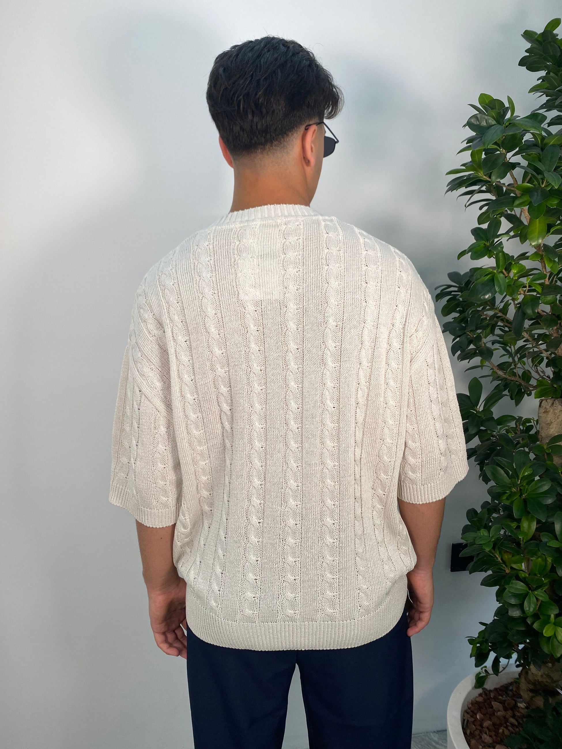 MAGLIA SERAFINO MANICA CORTA IN FILO CON MEZZA ZIP - OVER CROPPED FIT AC559.AVO