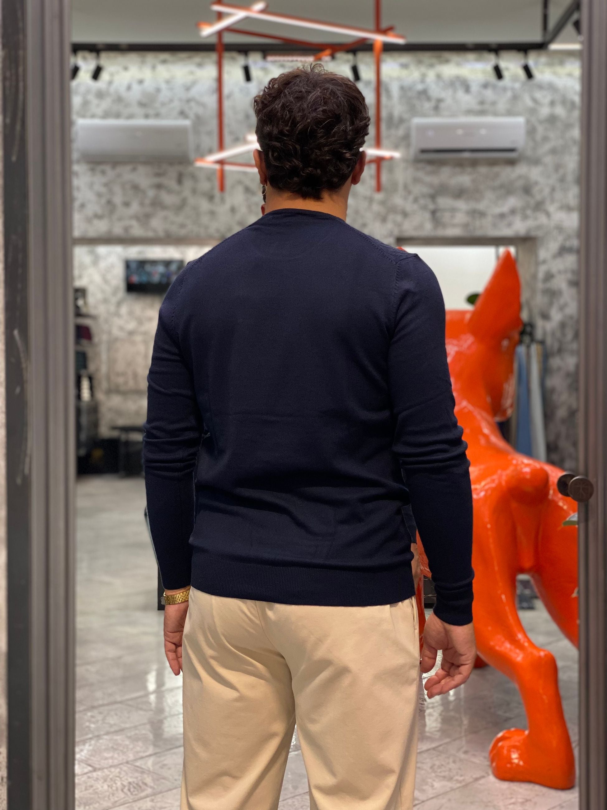 MAGLIA GIROCOLLO FINEZZA 12 IN MISTO CASHMERE CON TRAMA ZIG ZAG - REGULAR FIT MK9900117.BLU