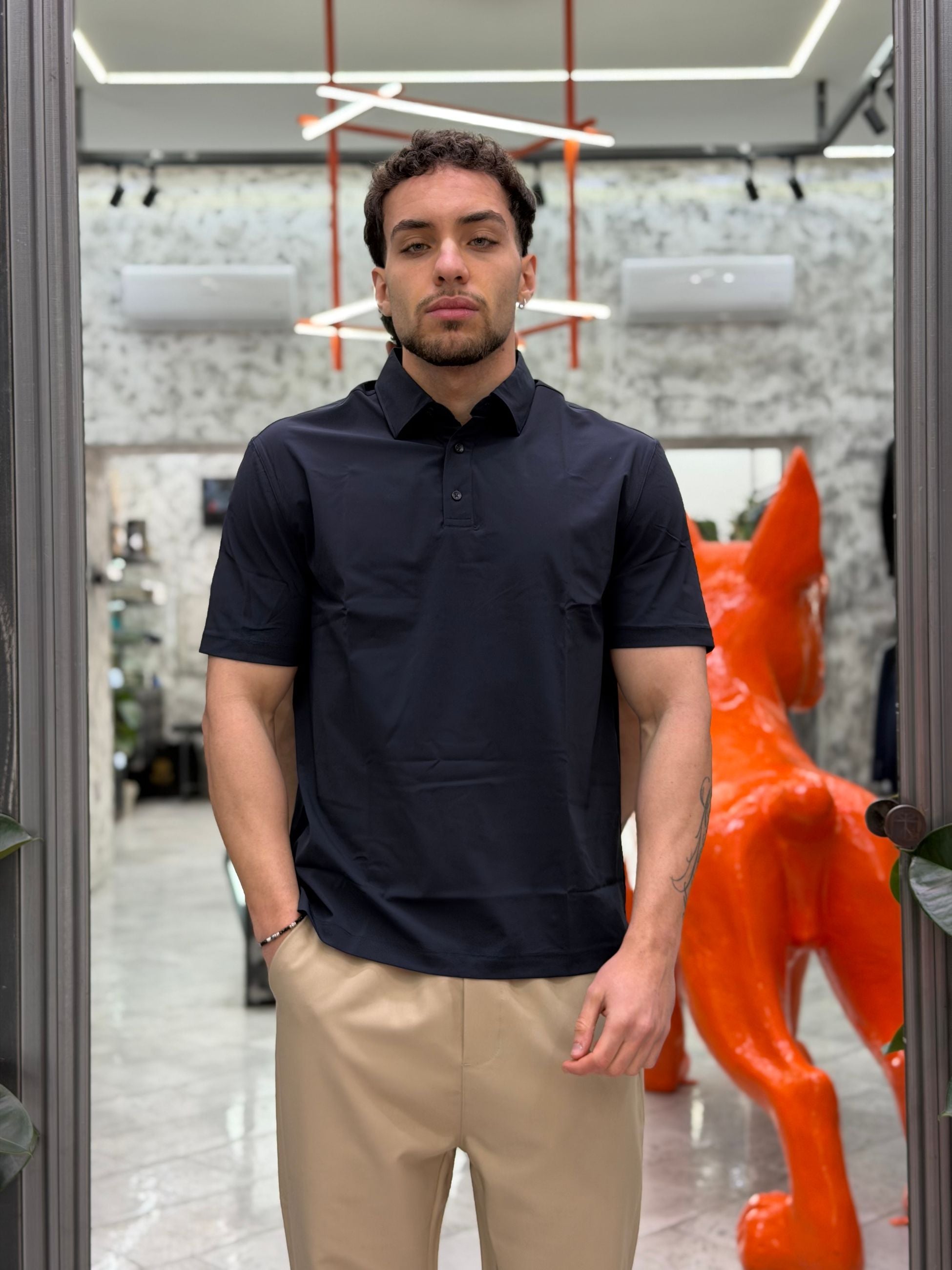 POLO MANICA CORTA IN TESSUTO TECNICO NO STIRO ELASTICIZZATO 26S12PO NEU6.BLU