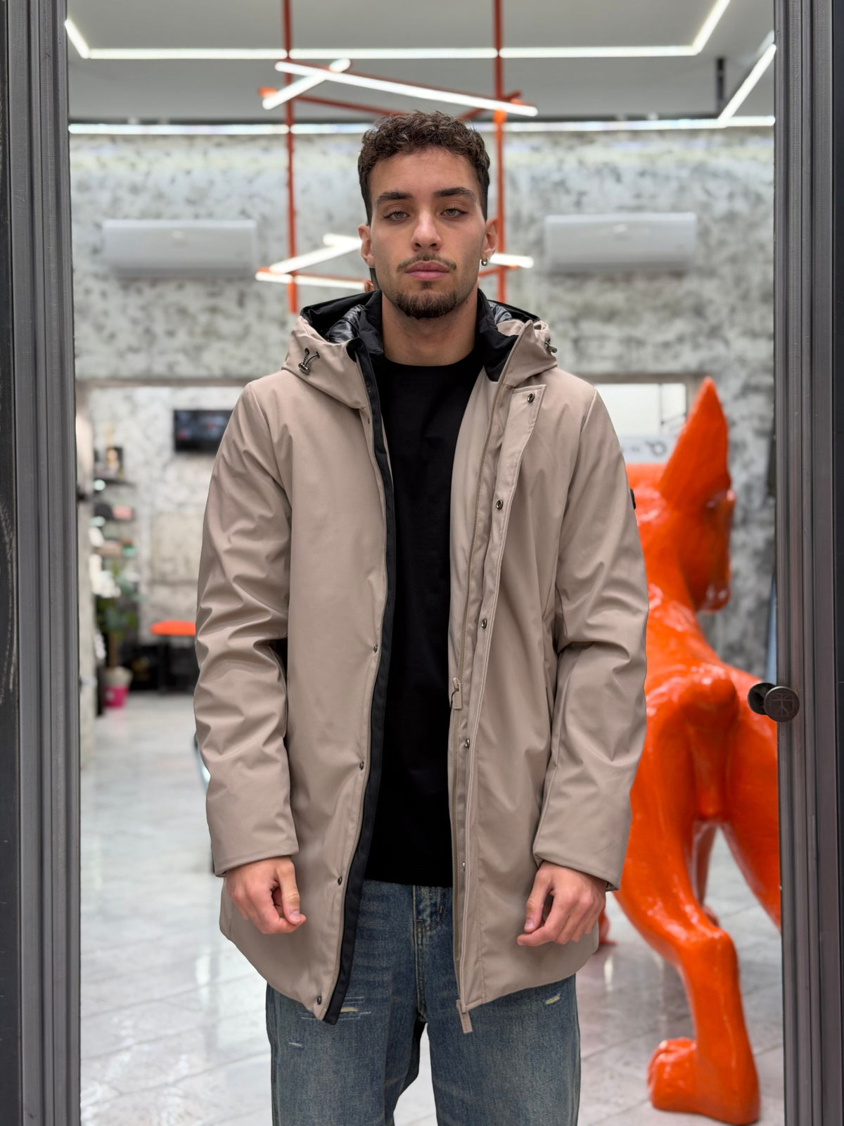 PARKA LUNGO CON CAPPUCCIO IN TESSUTO TECNICO WATERPROOF & WINDPROOF - REGULAR FIT MK24007-26.TOR