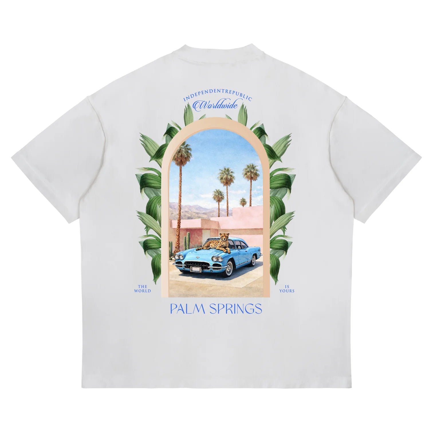 T-SHIRT PALM SPRINGS BOXY/CROPPED FIT CON STAMPA SUL RETRO PALM.BIA