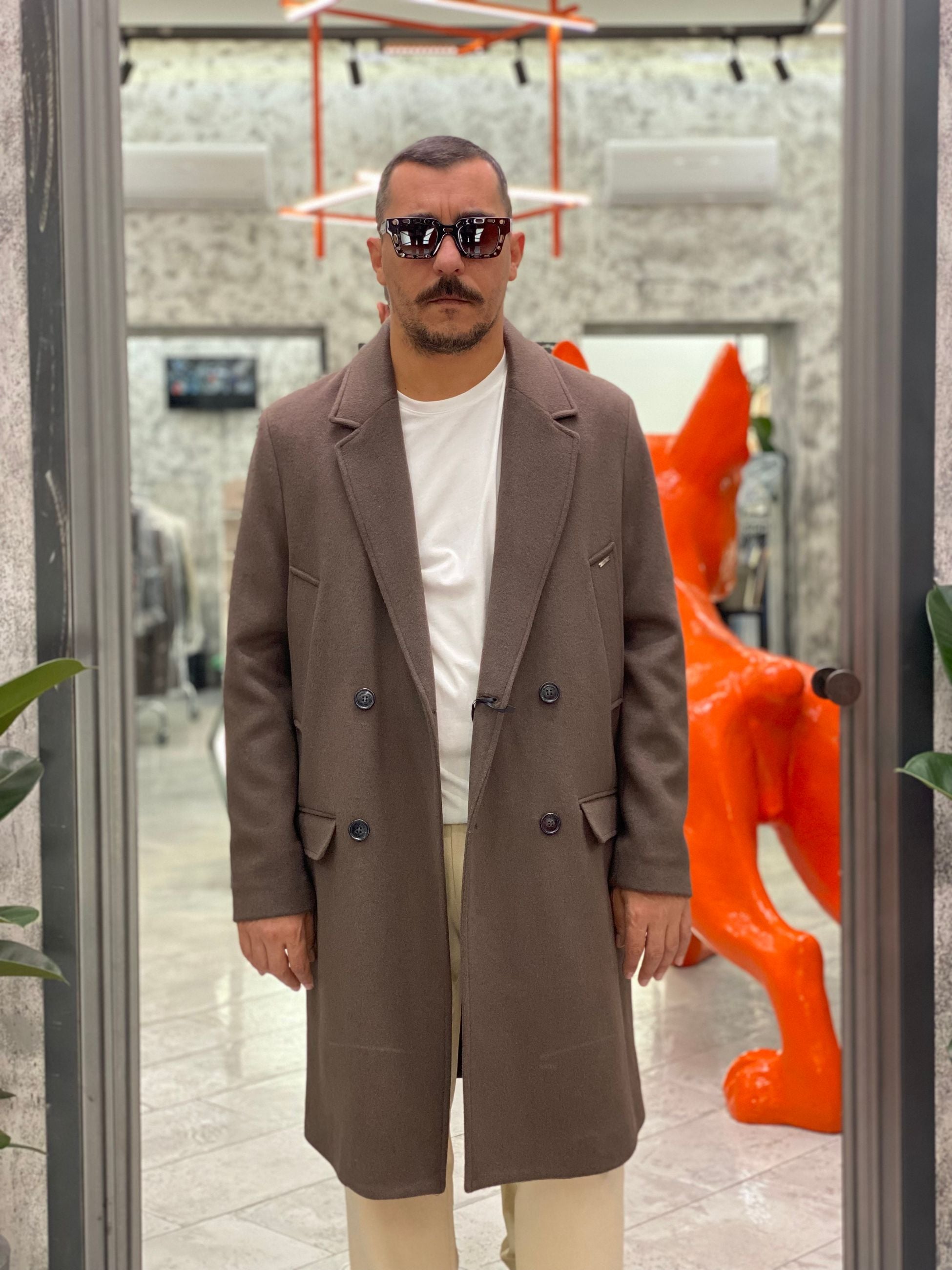 CAPPOTTO DOPPIOPETTO OVERSIZE IN MISTO LANA CON TASCHE A PATTINA - RELAXED FIT GN21798.COR