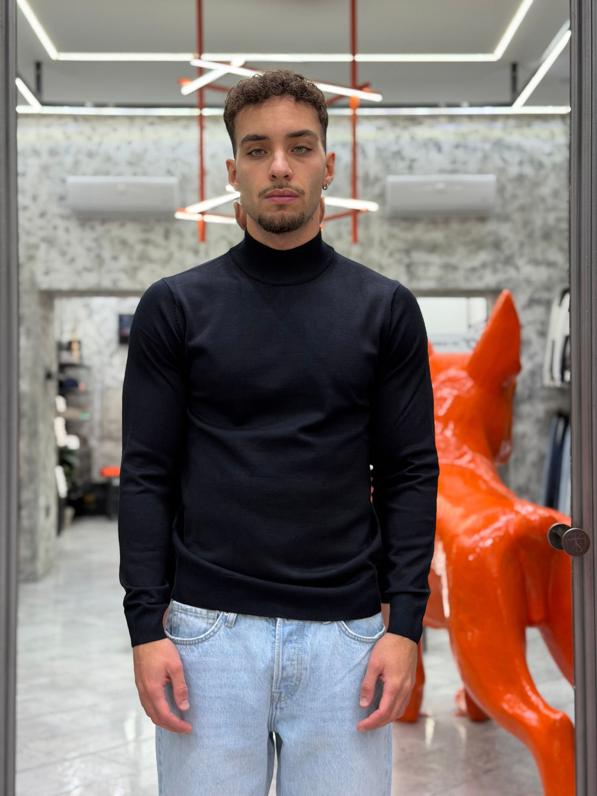 MAGLIA LUPETTO BASIC IN MORBIDA VISCOSA - REGULAR FIT MI3333SS.BLU