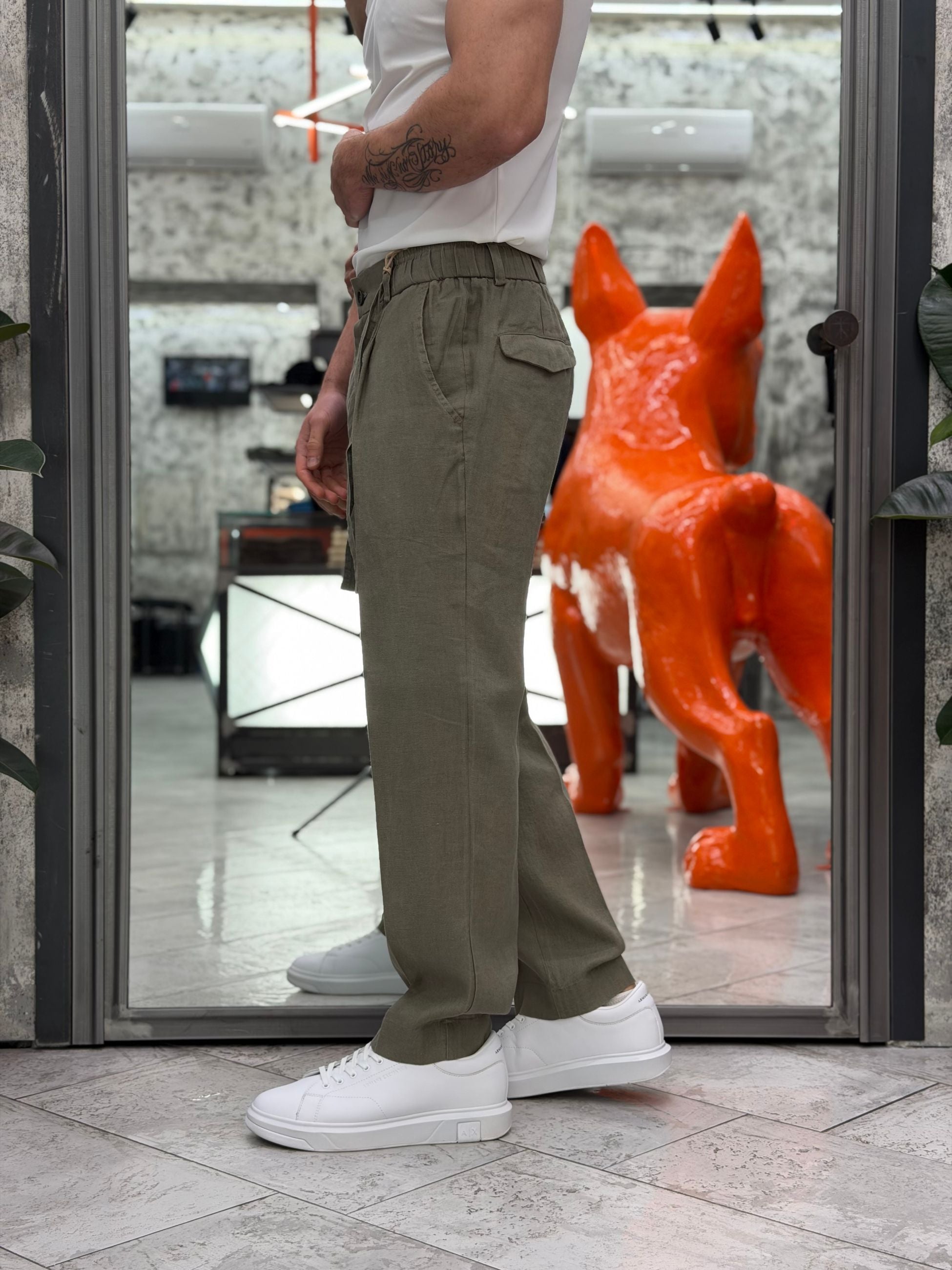 PANTALACCIO IN 100% LINO TASCA AMERICA CON PINCE - REGULAR FIT PSE1527SS.MIL