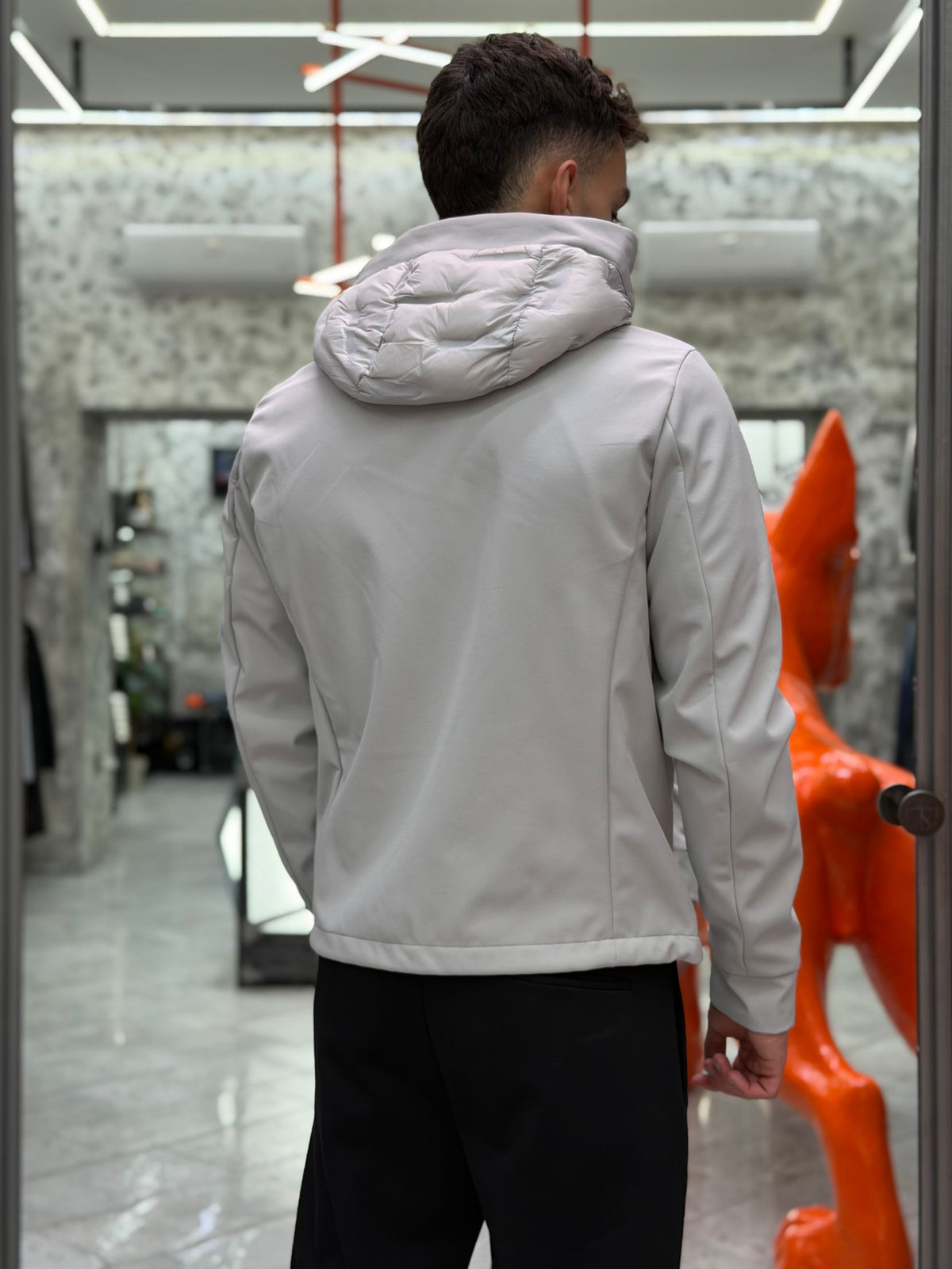 GIUBBINO NYLON CON CAPPUCCIO TRAPUNTATO IN TESSUTO SOFTSHELL STRETCH - REGULAR FIT MK9940015-26.PER