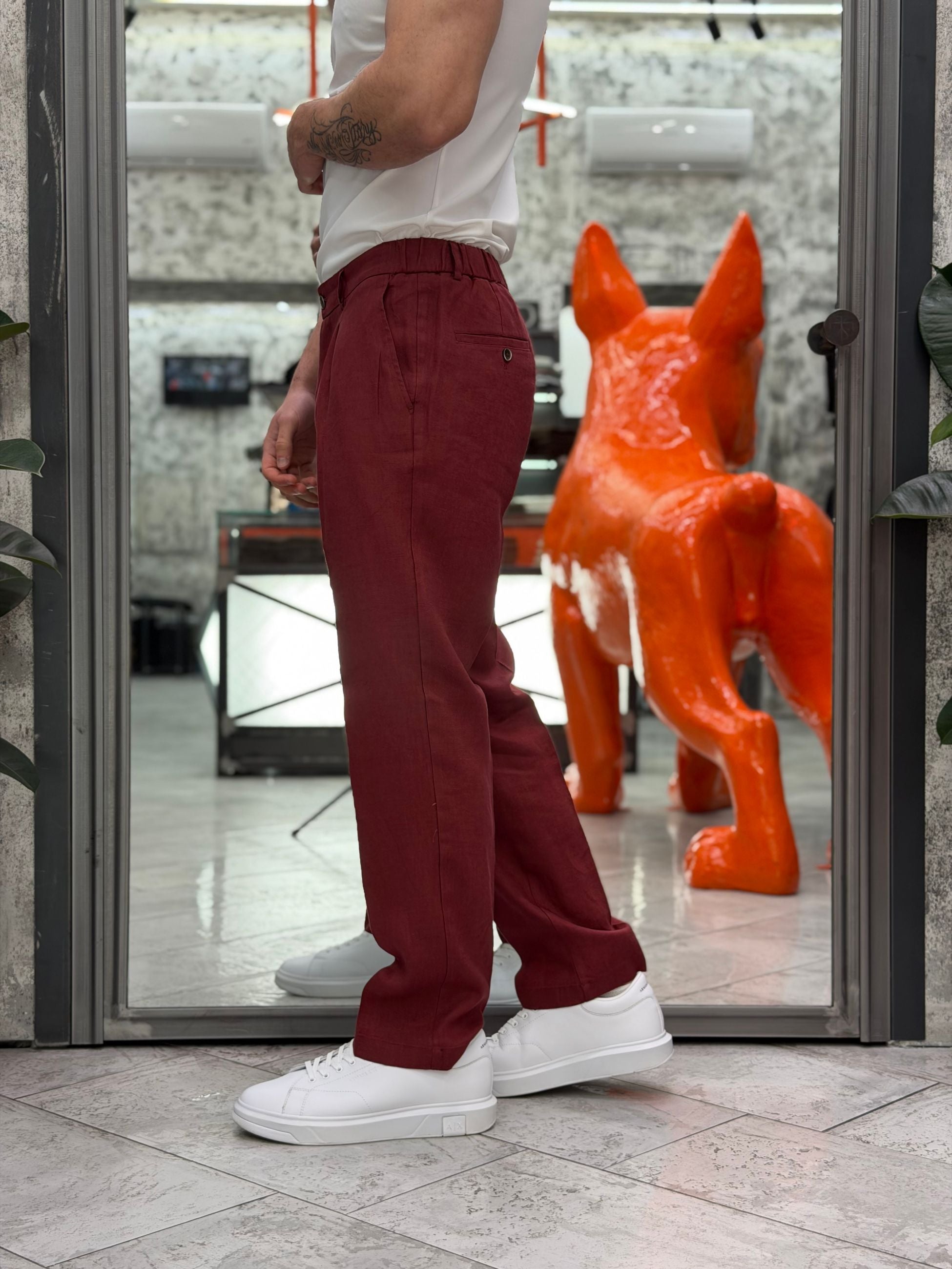 PANTALONE IN 100% LINO TASCA AMERICA CON COULISSE IN VITA - REGULAR FIT PSE1502SS.TER