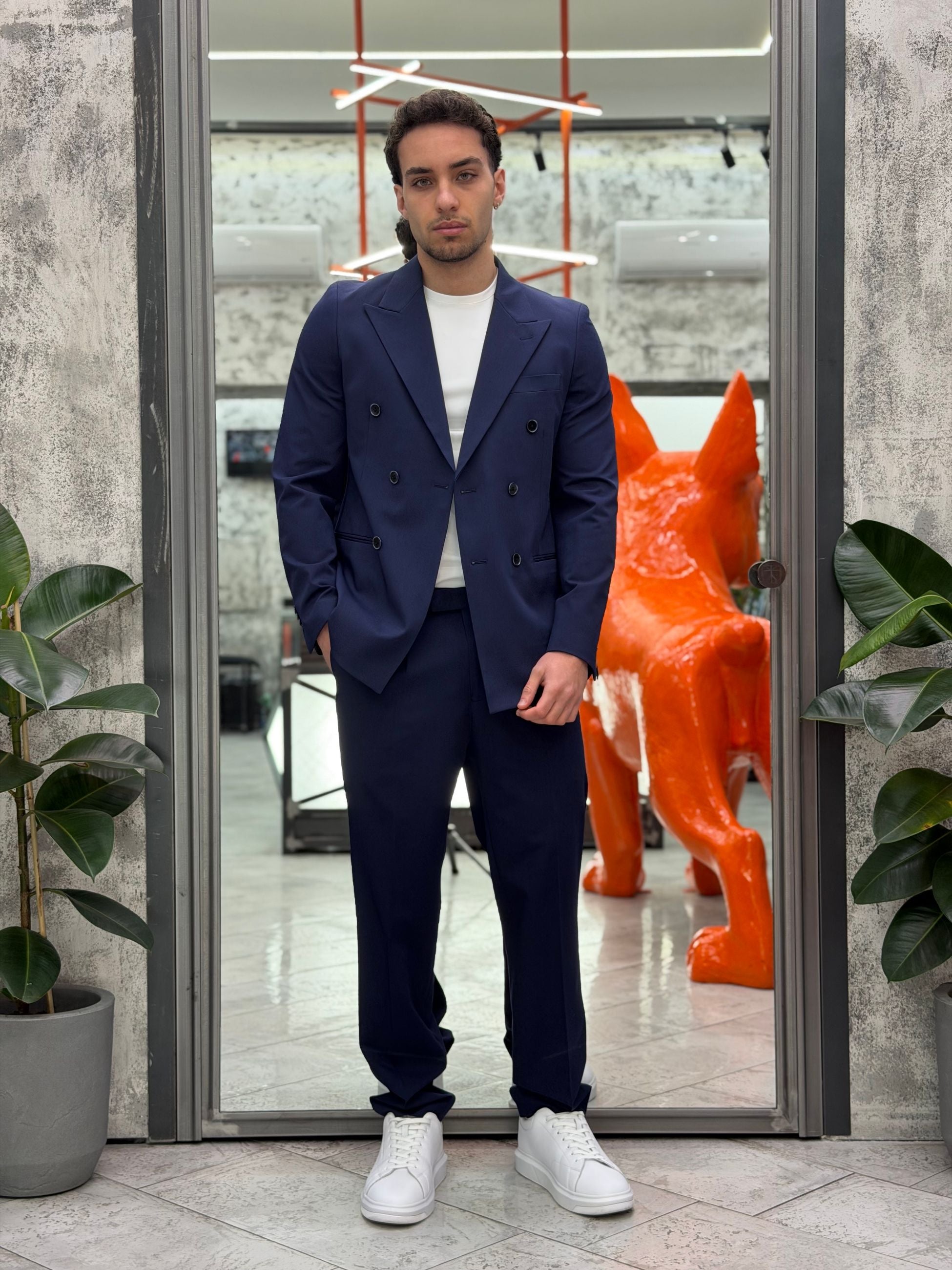 ABITO COMPLETO CON GIACCA DOPPIOPETTO E PANTALONE REGULAR ABE48SS.BLU