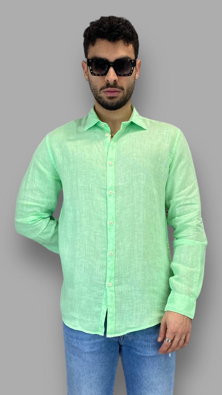 CAMICIA IN 100%LINO FLUO TINTA UNITA - REGULAR FIT / + COLORI