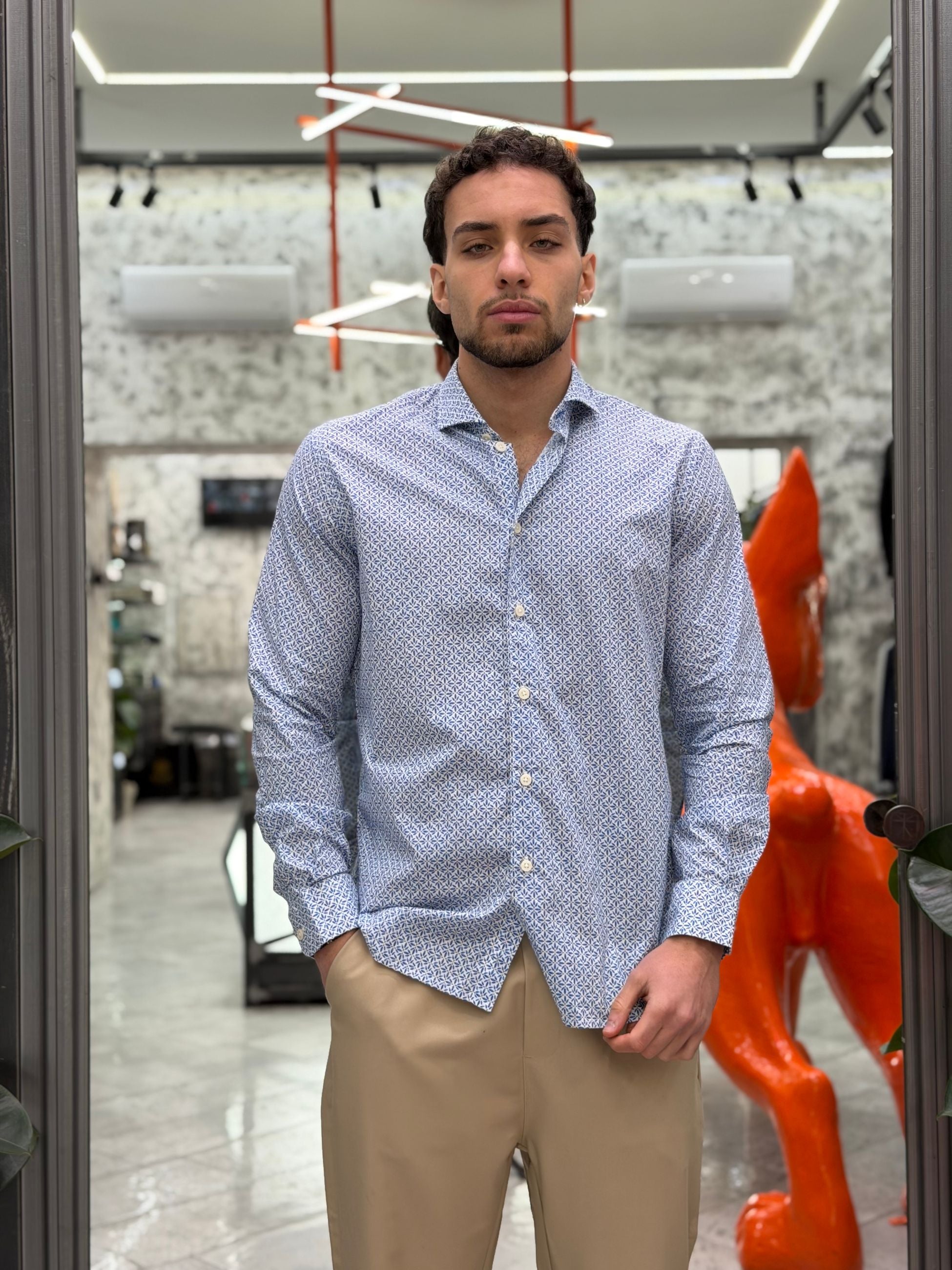 CAMICIA MANICA LUNGA IN COTONE MICRO FANTASIA - REGULAR FIT FIO4237