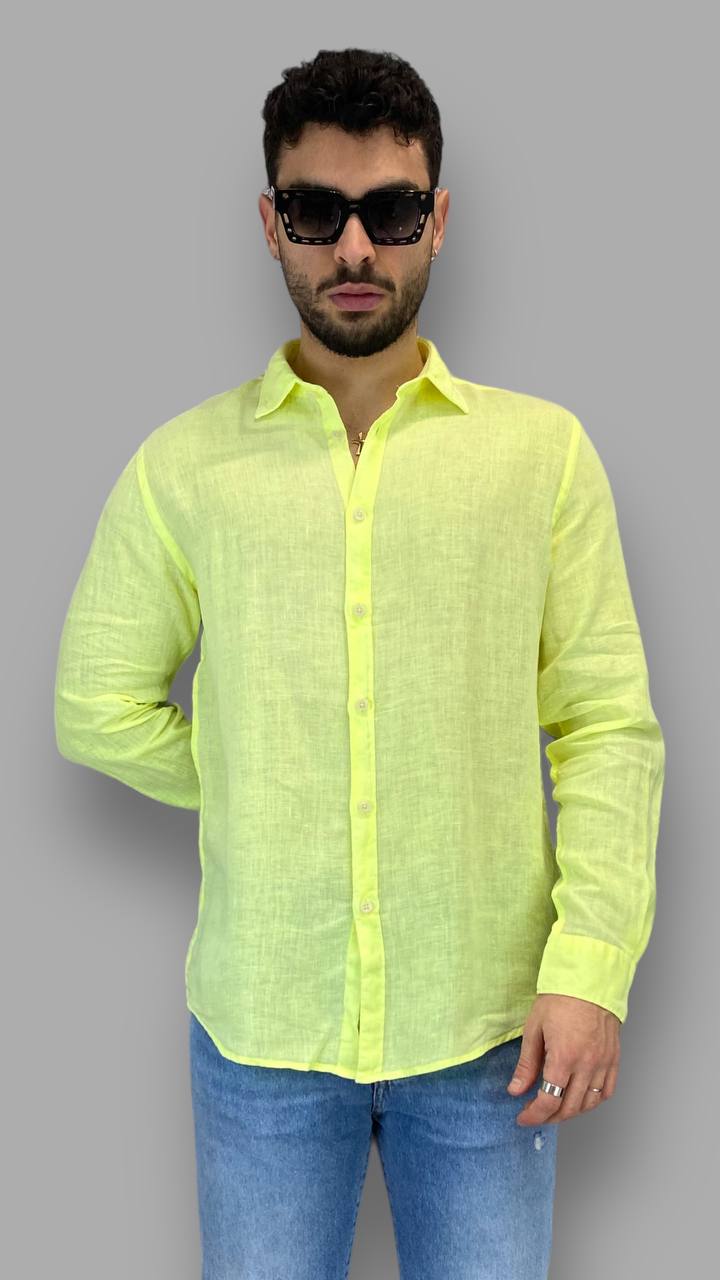 CAMICIA IN 100%LINO FLUO TINTA UNITA - REGULAR FIT / + COLORI