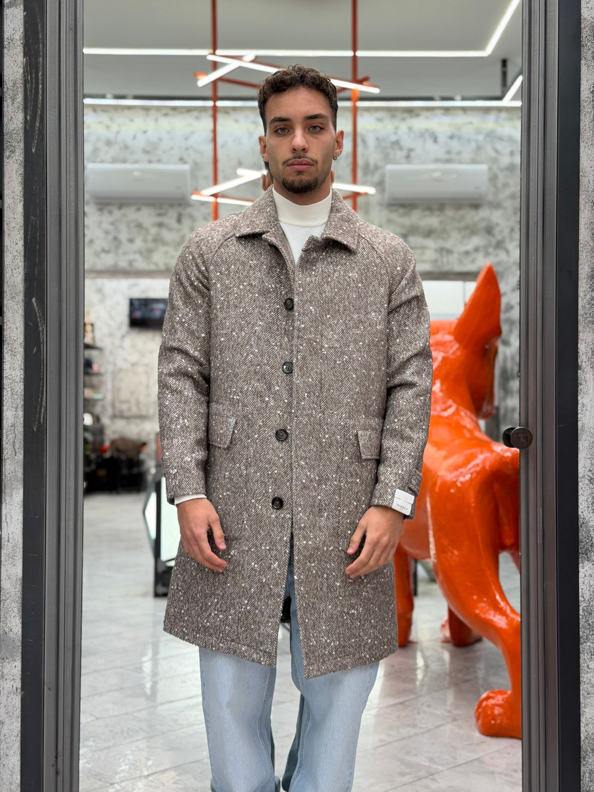 CAPPOTTO MONOPETTO COLLO CAMICIA CON MANICA RAGLAN E TASCHE A TOPPA - RELAXED FIT MK2940650
