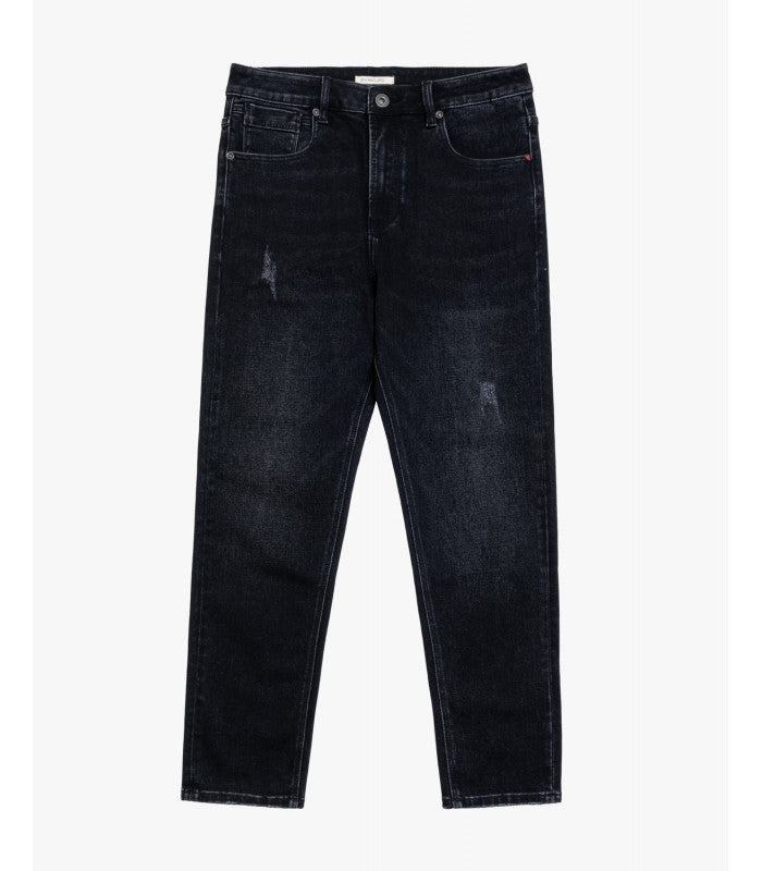 JEANS MIKE IN TELA ELASTICIZZATA BLACK WASH CON GRAFFI E CHIUSURA A ZIP - CARROT/CROPPED FIT GL6382Q