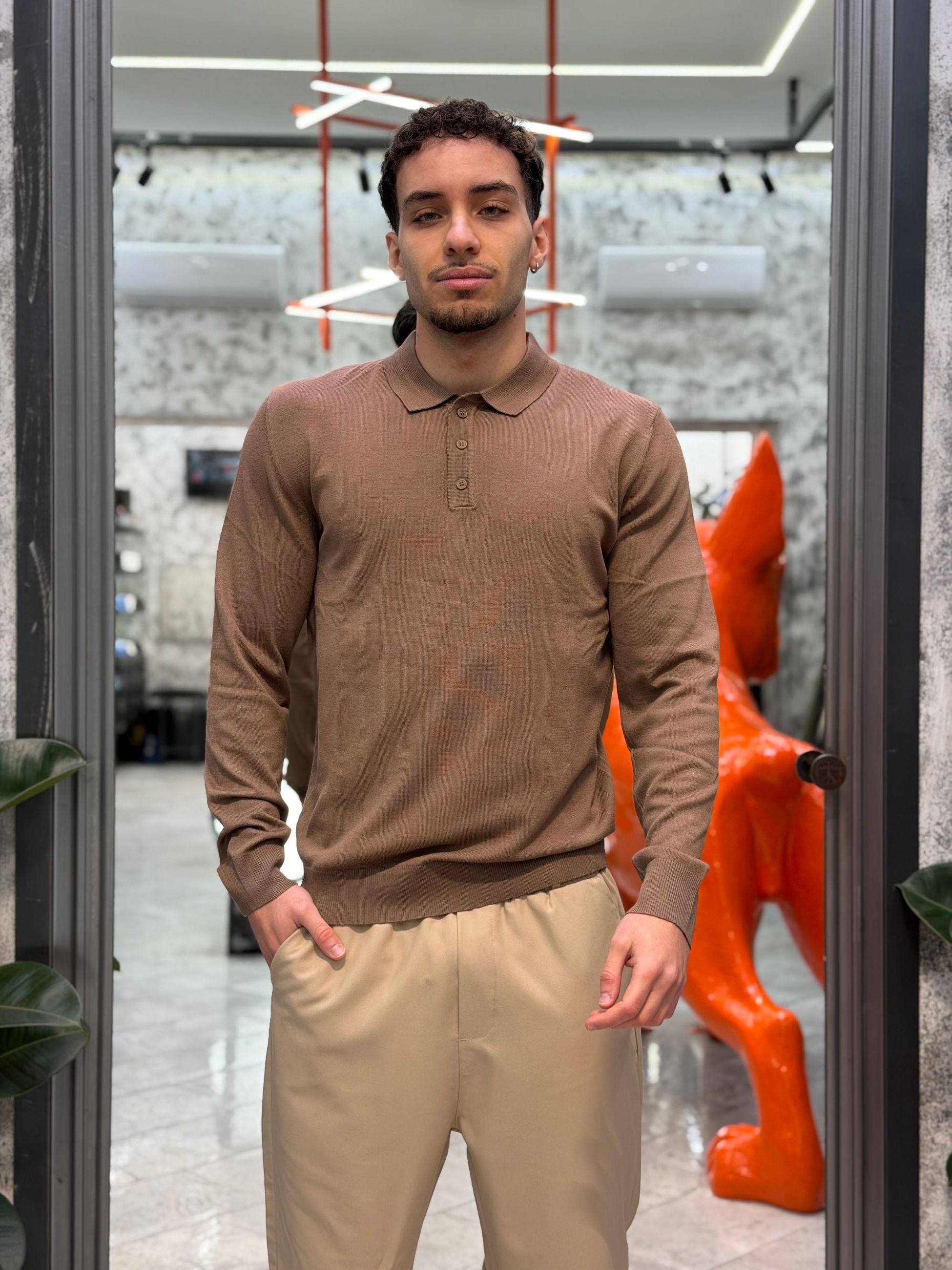 POLO IN FILO MANICA LUNGA 3 BOTTONI - REGULAR FIT GL33762-S26.TAB