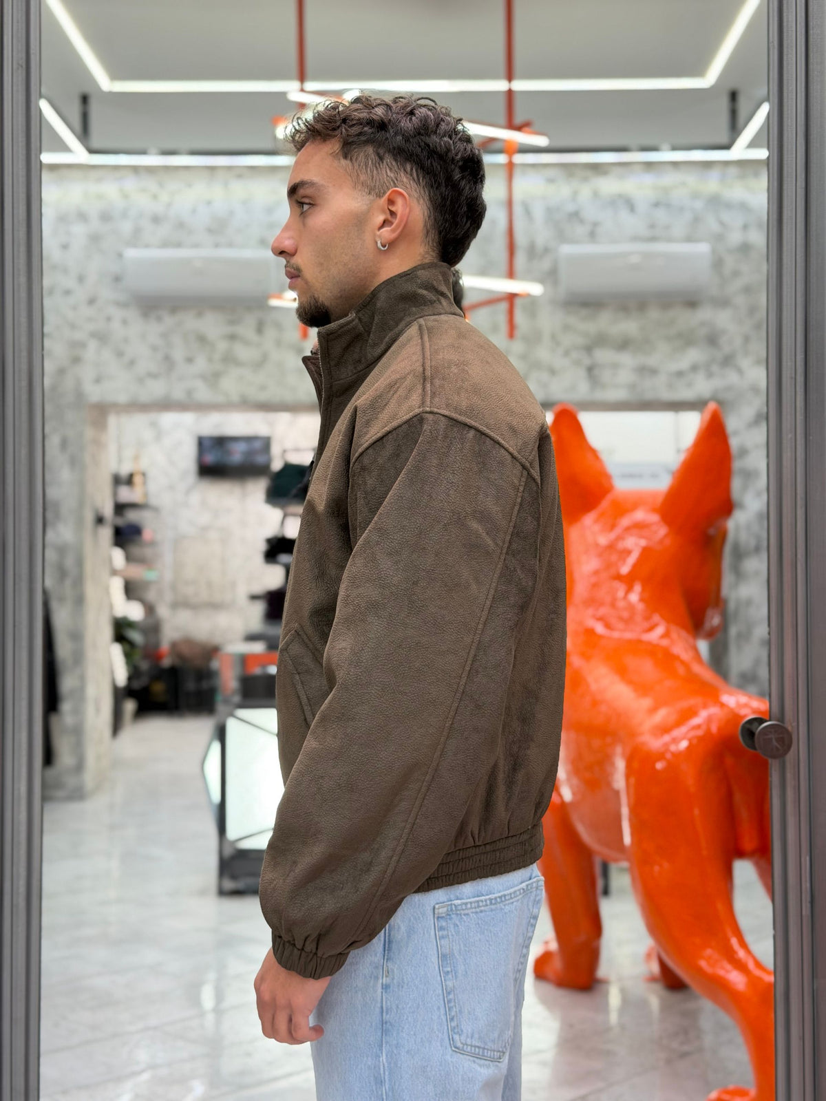 GIUBBINO IN ECOPELLE CHIUSURA ZIP - OVER/CROPPED FIT GLW138G.COF