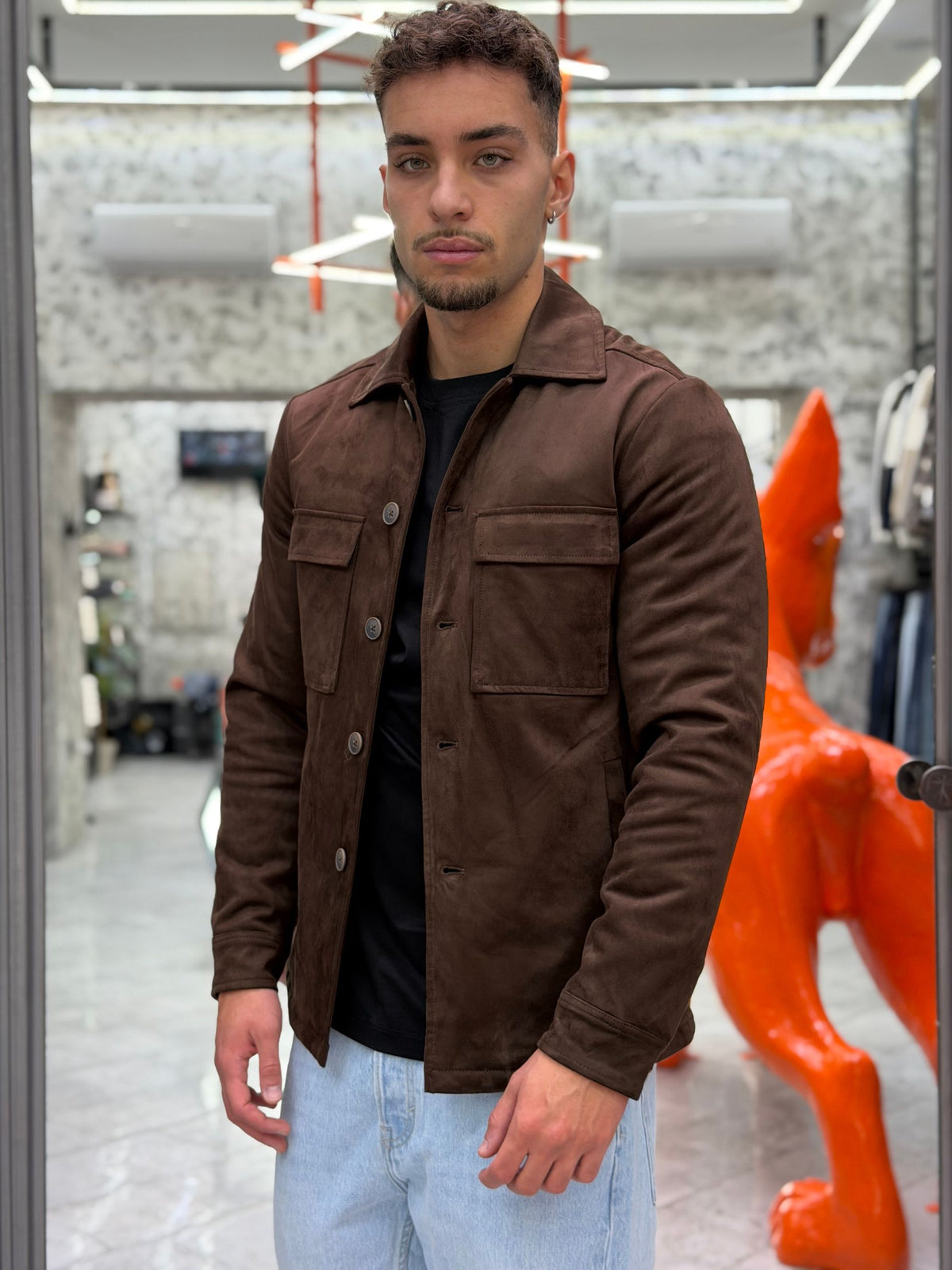 GIUBBINO IMBOTTITO MODELLO OVERSHIRT IN ECORENNA CON TASCHE APPLICATE - REGULAR FIT GL9827-F26.COF