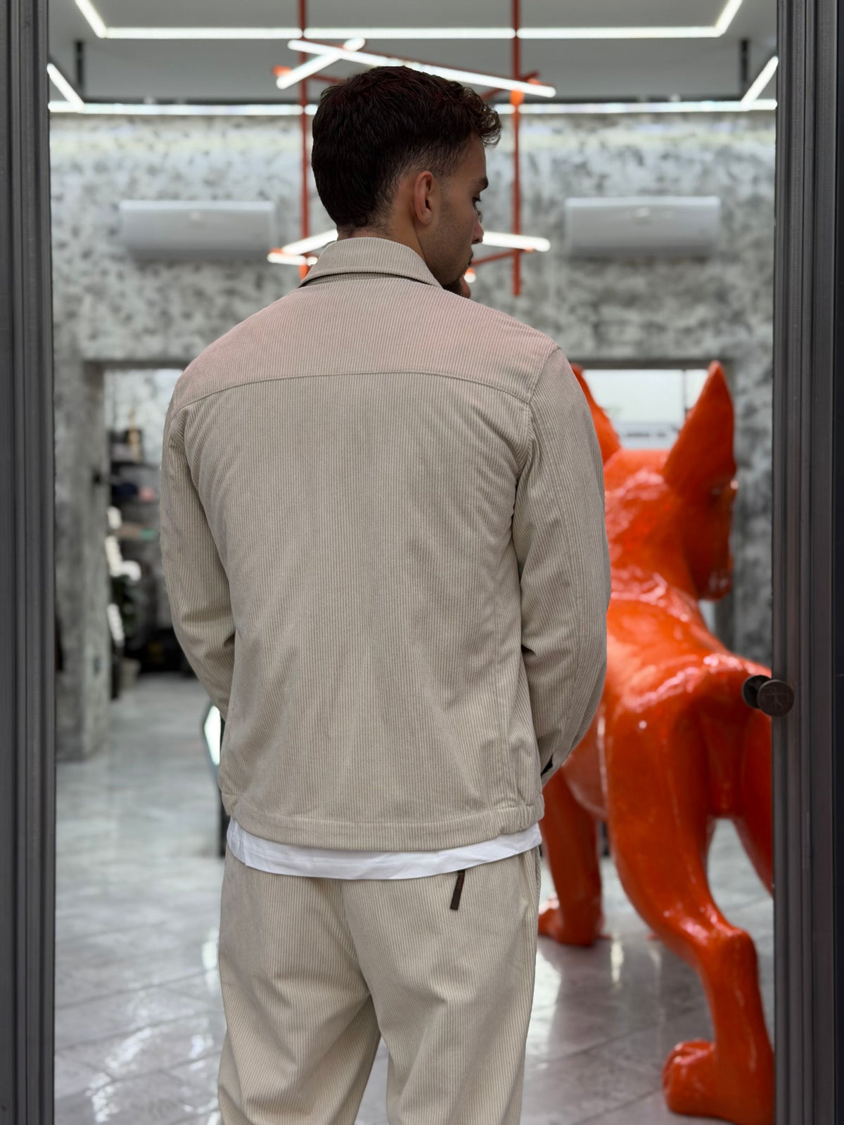 OVERJACKET DA COMPLETO IN VELLUTO CON TRAPUNTA ALL'INTERNO E TASCHE A TOPPA - REGULAR FIT GBI1161SS.PIE