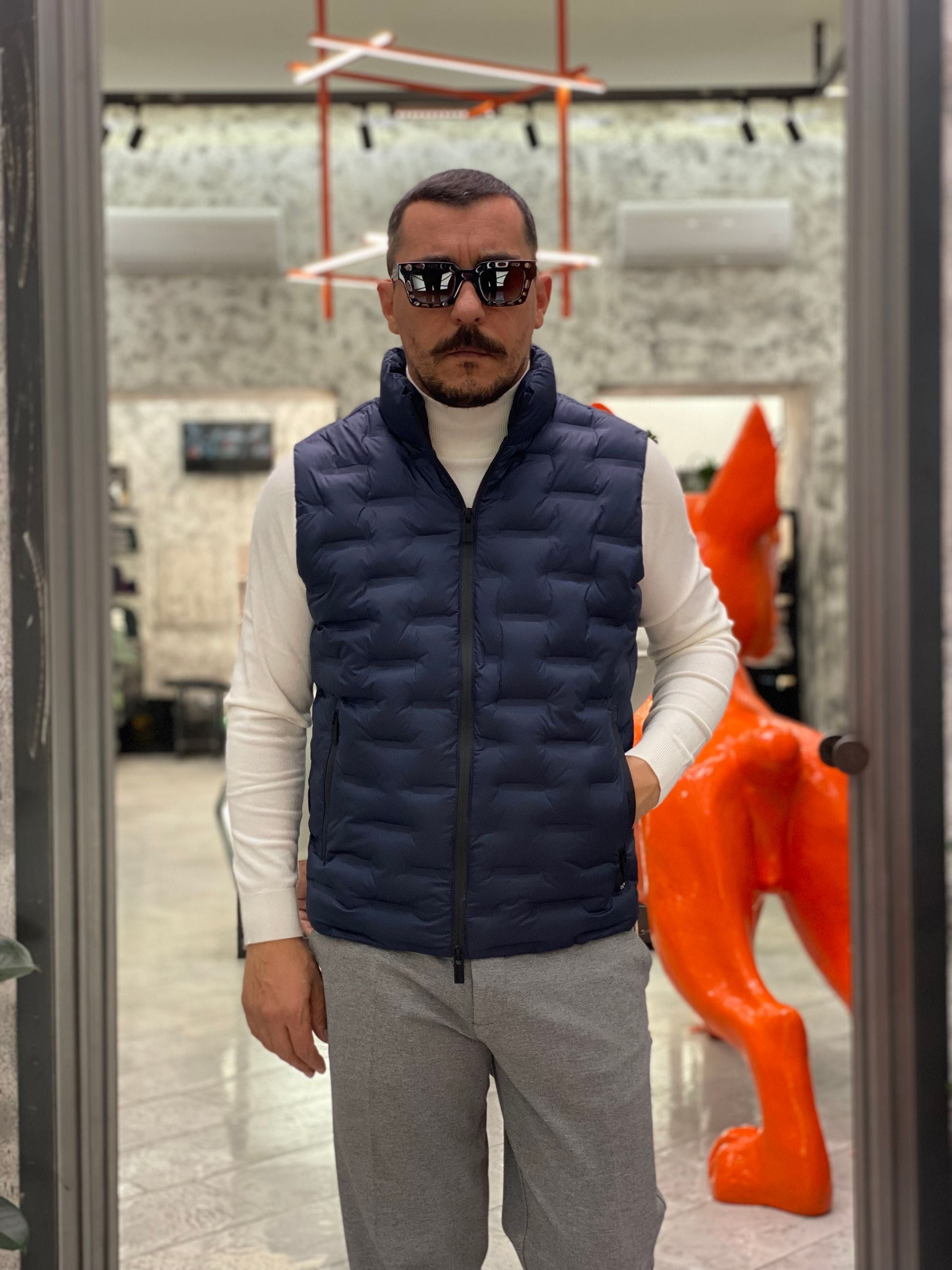 GIUBBINO SMANICATO LUPETTO TRAPUNTATO IN TESSUTO SOFTSHELL STRETCH - REGULAR FIT MK9940026.BLU
