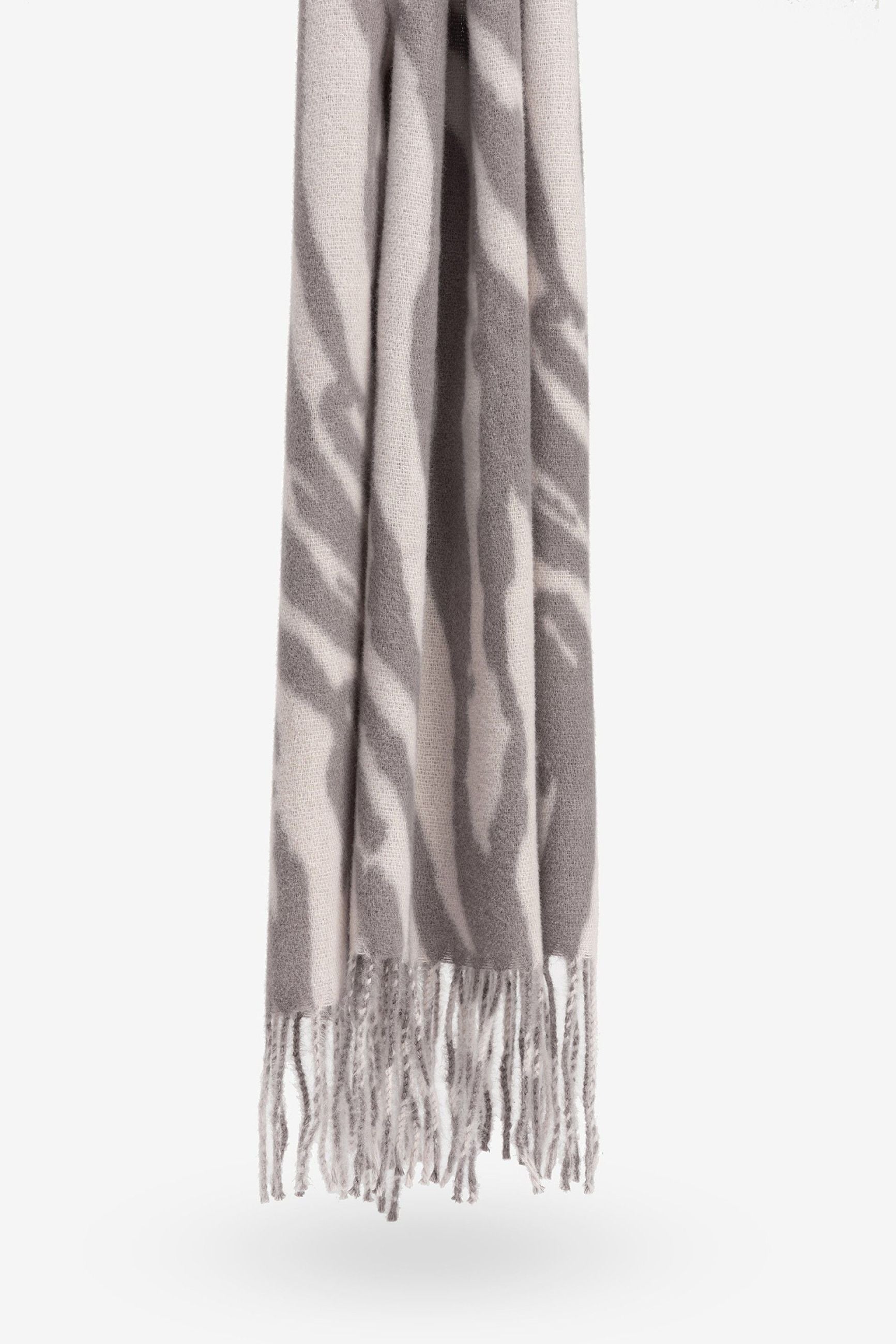 SCIARPA BASQUIAT SPAZZOLATA IN FANTASIA ZEBRATA CON FRANGE 10062601