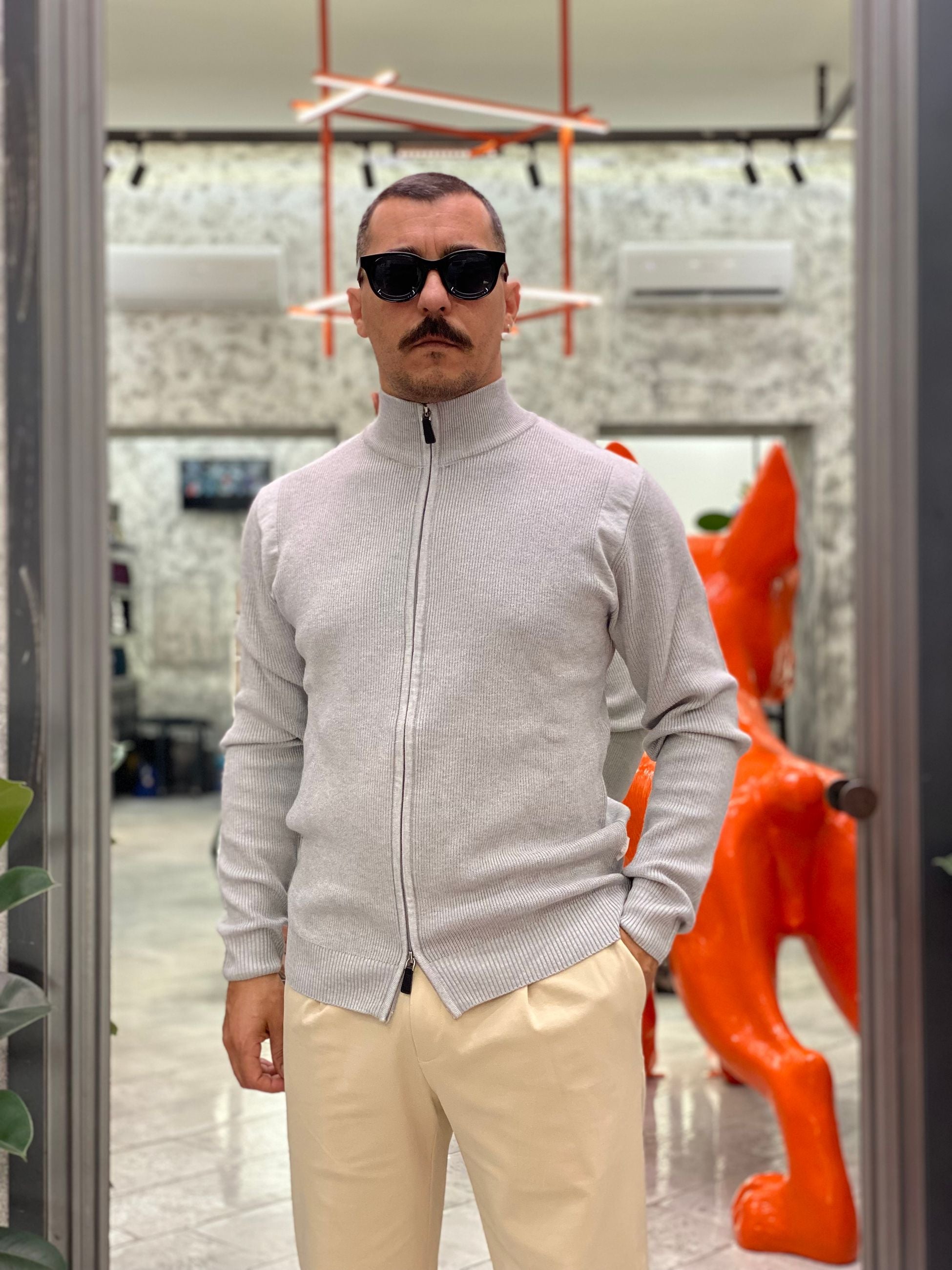 CARDIGAN ZIP BASIC IN MORBIDA VISCOSA - REGULAR FIT MI3065SS.PER