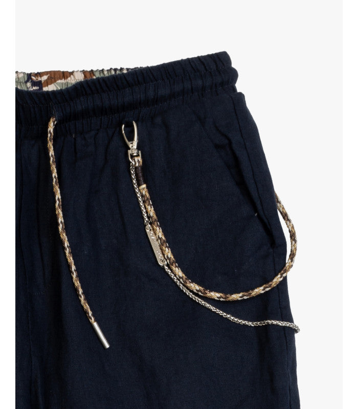 PANTALACCIO IN 100% LINO CON ACCESSORIO CATENA REMOVIBILE - REGULAR FIT FJ3270-S25.BLU
