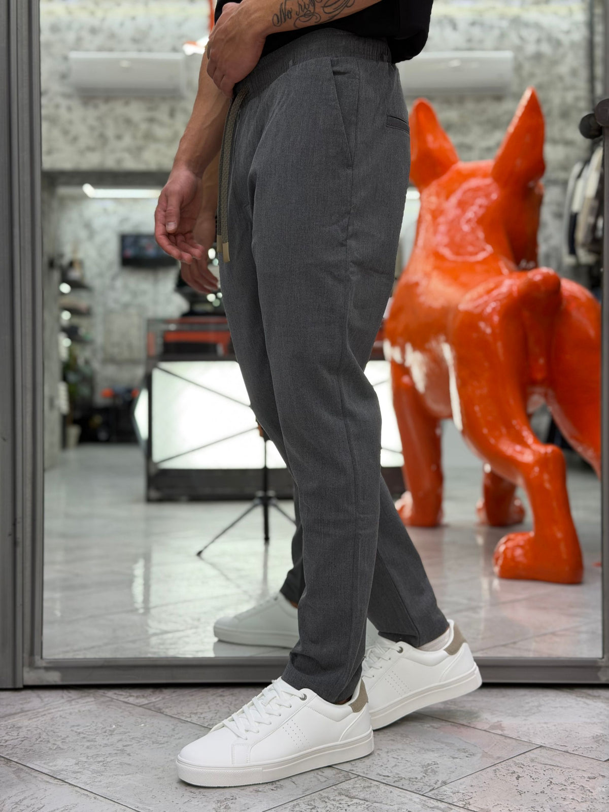 PANTALACCIO LEONARD IN TESSUTO ELEGANTE ELASTICIZZATO - REGULAR FIT GL5107BD-F26.GRI